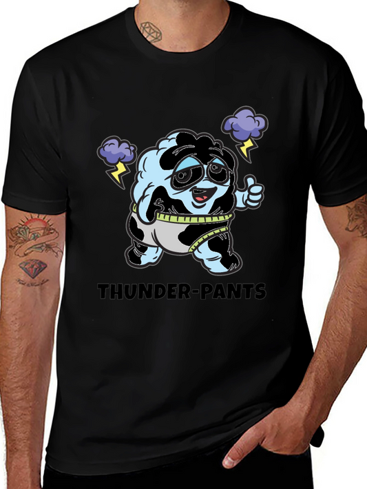 Thunder-Pants Cartoon Black T-Shirt