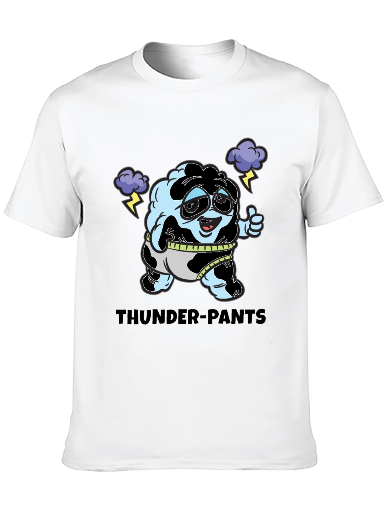 Thunder-Pants Cartoon Black T-Shirt
