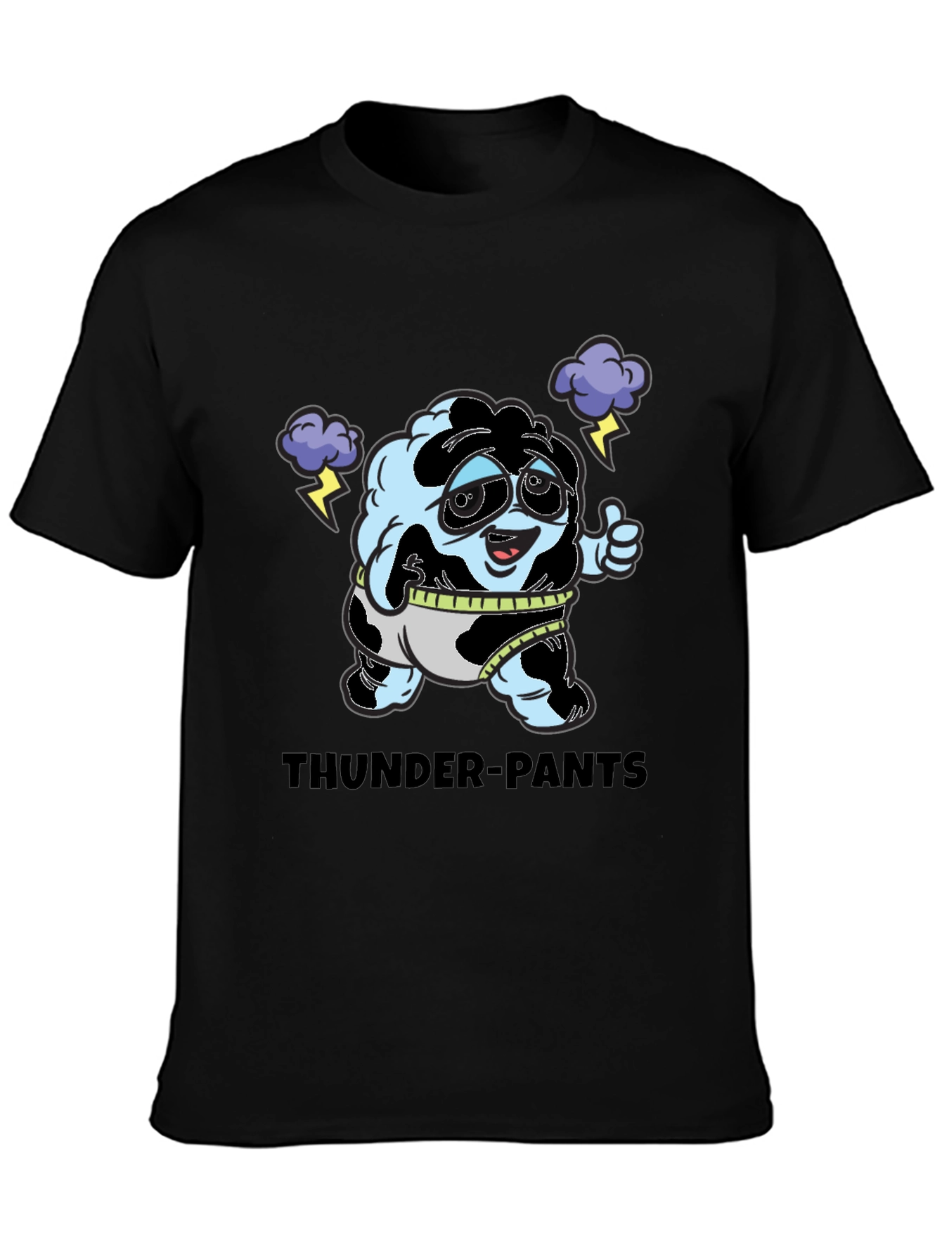 Thunder-Pants Cartoon Black T-Shirt