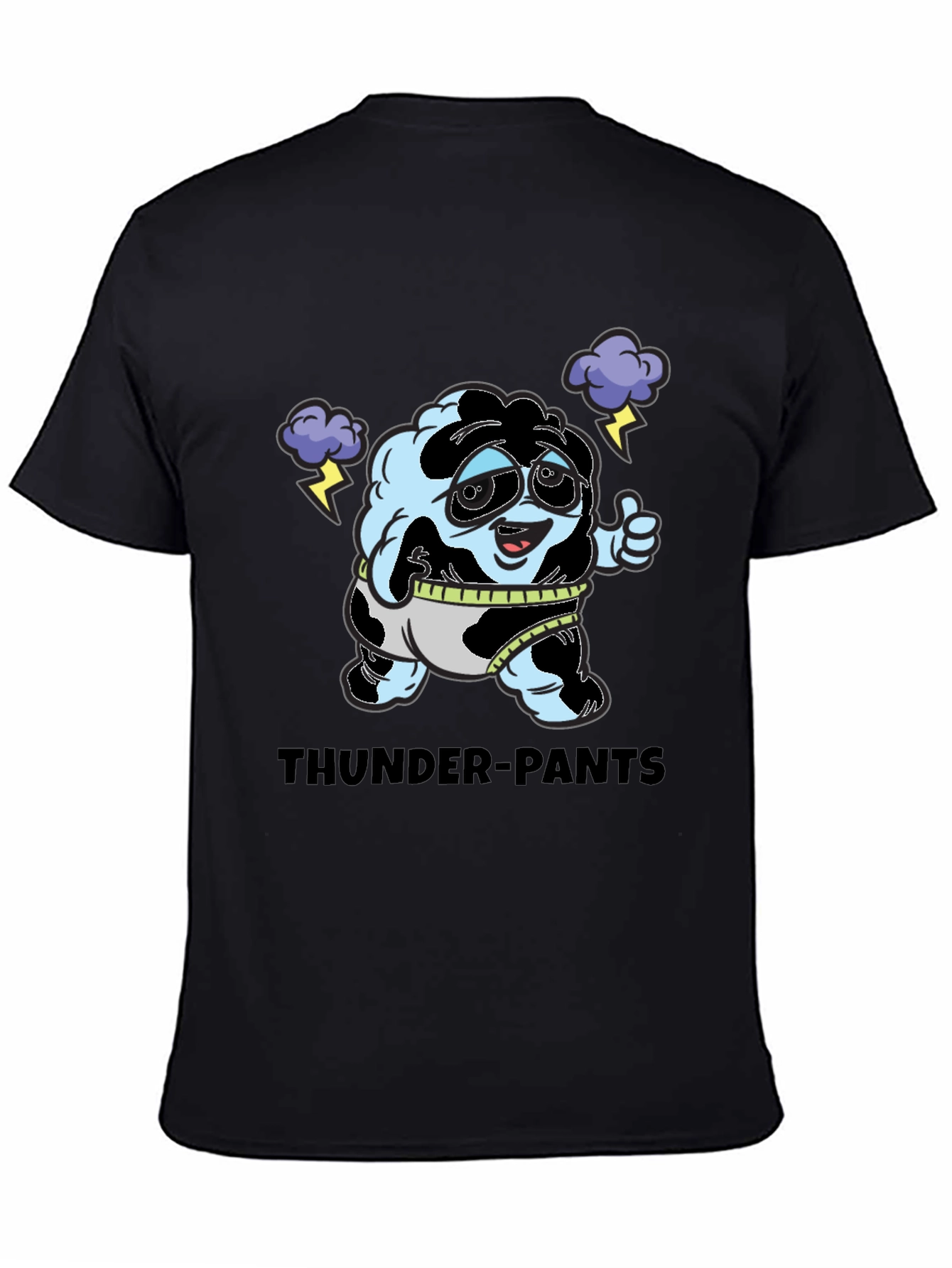 Thunder-Pants Cartoon Black T-Shirt