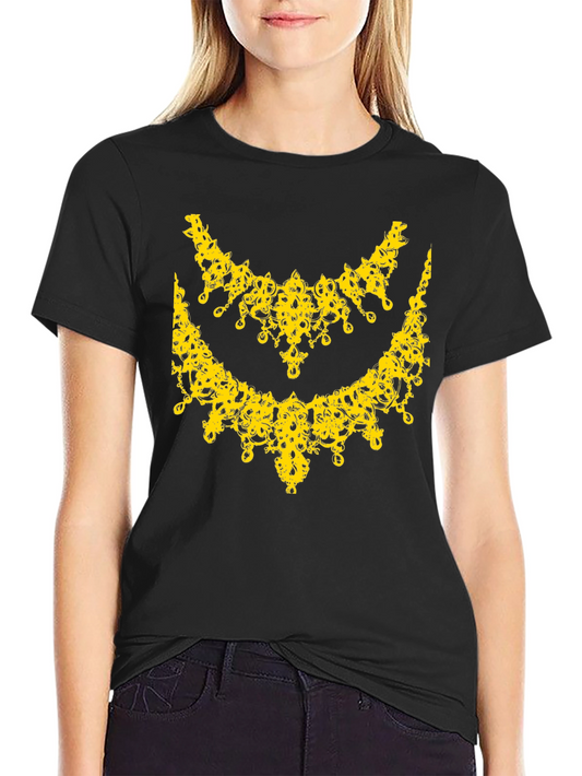 Elegant Yellow Necklace Design Black T-Shirt