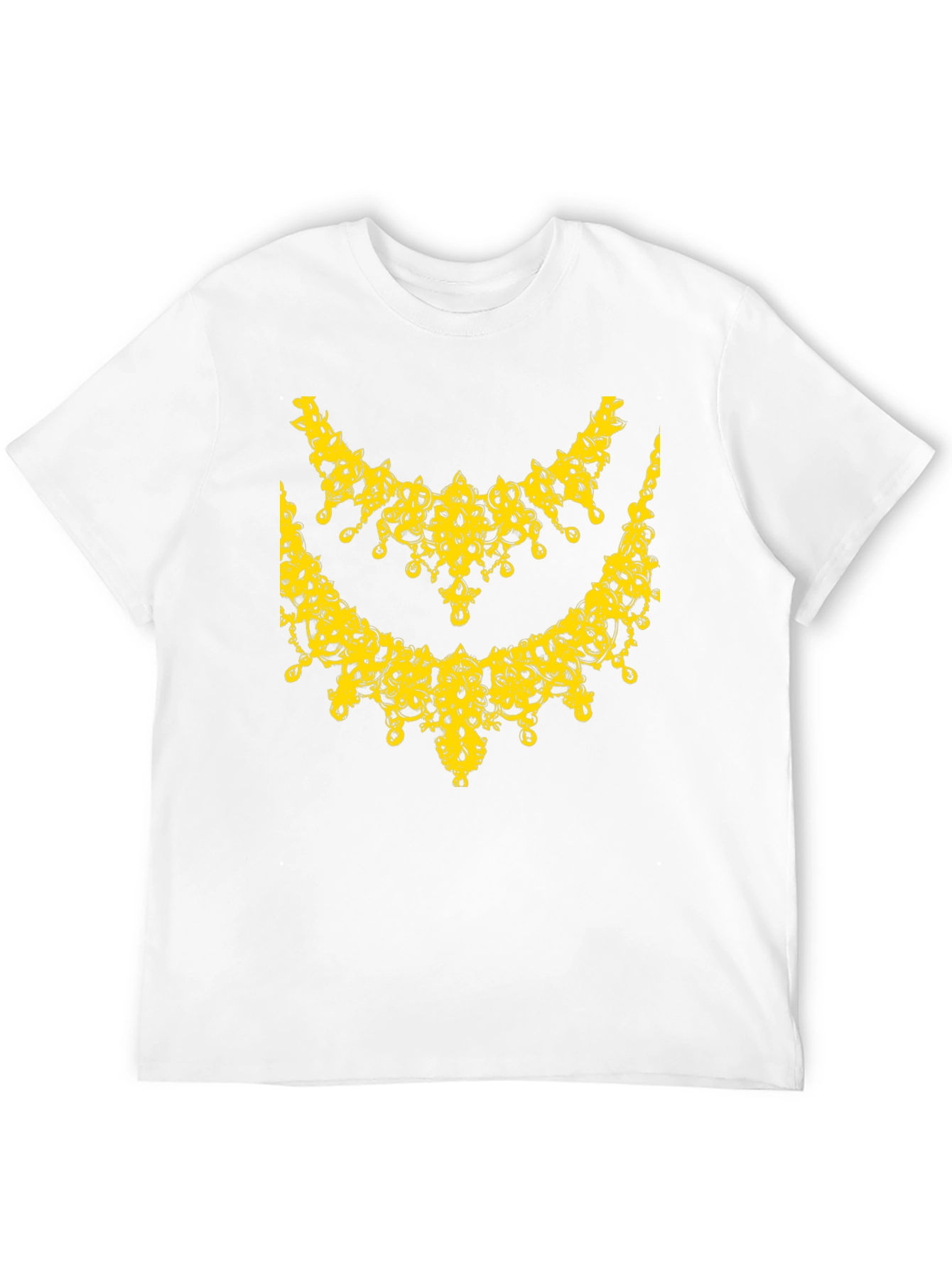 Elegant Yellow Necklace Design Black T-Shirt