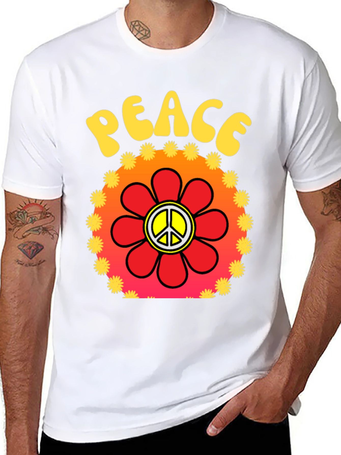 Peace Sign Flower Graphic T-Shirt