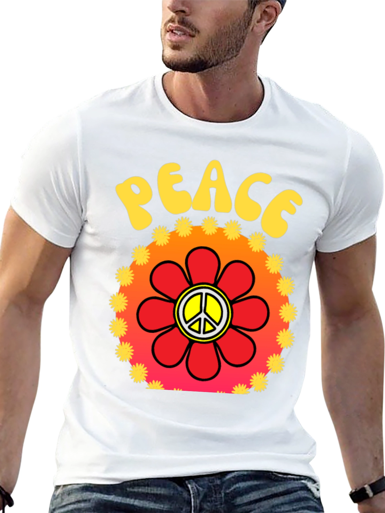 Peace Sign Flower Graphic T-Shirt