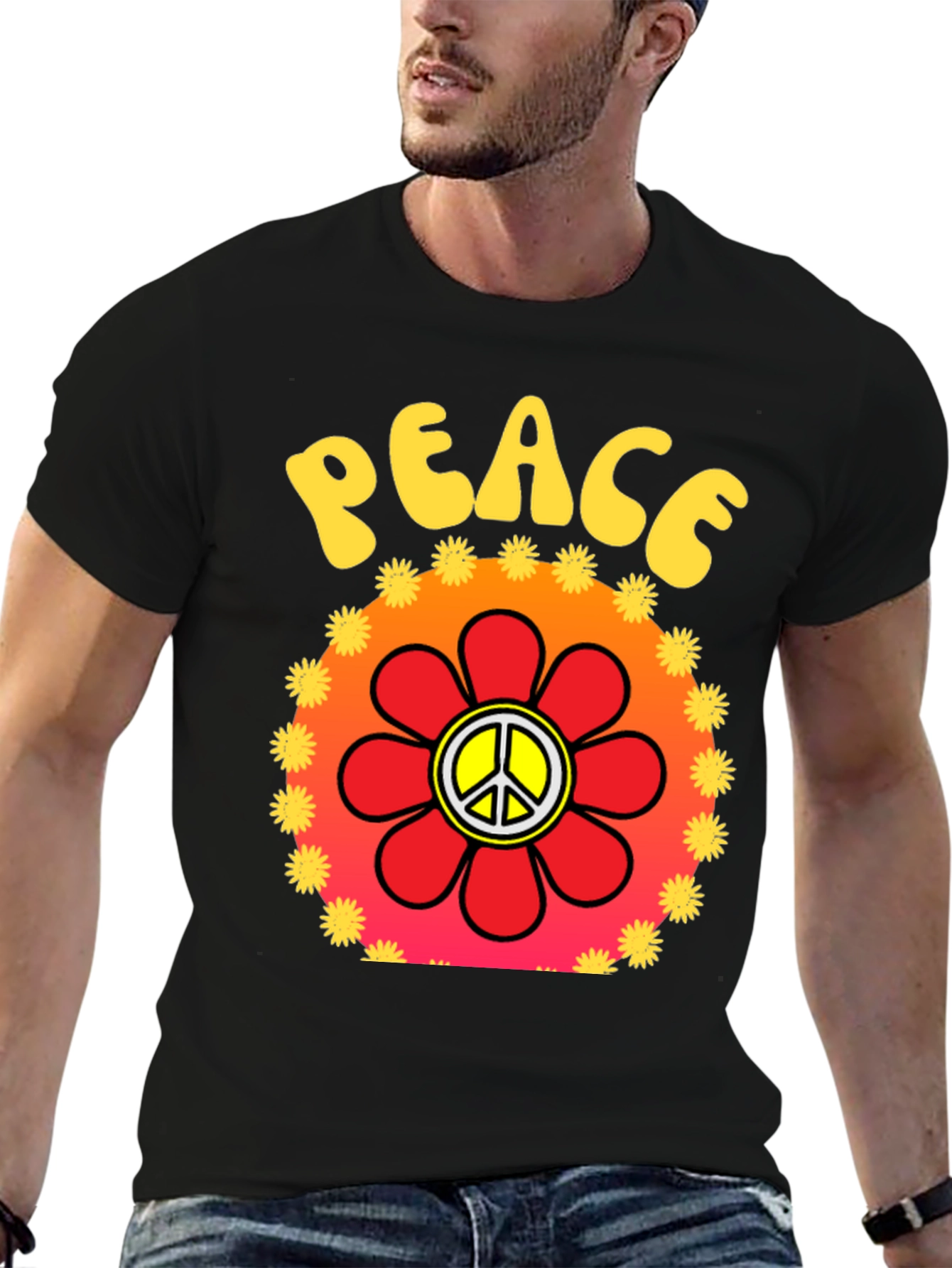 Peace Sign Flower Graphic T-Shirt
