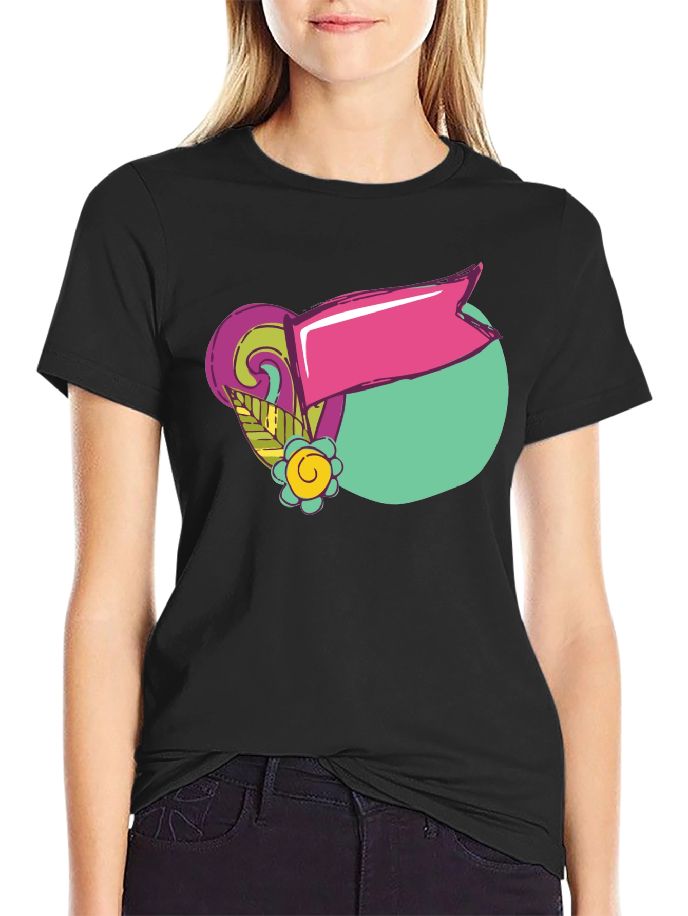 Retro Graphic Tee - Black Cotton T-Shirt