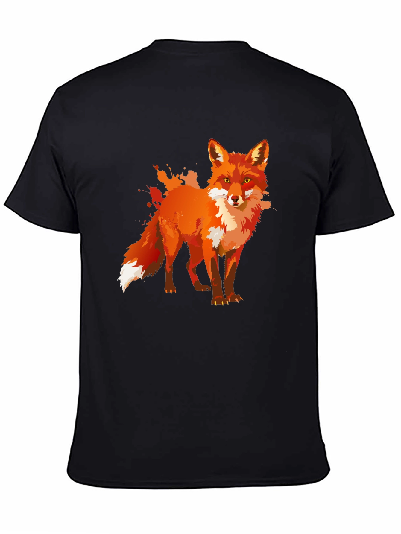 Stylish Fox Graphic Print Black T-Shirt