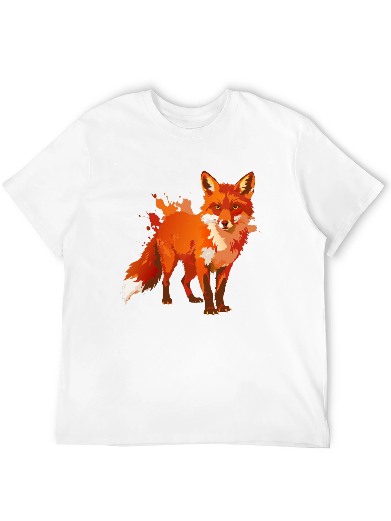 Stylish Fox Graphic Print Black T-Shirt