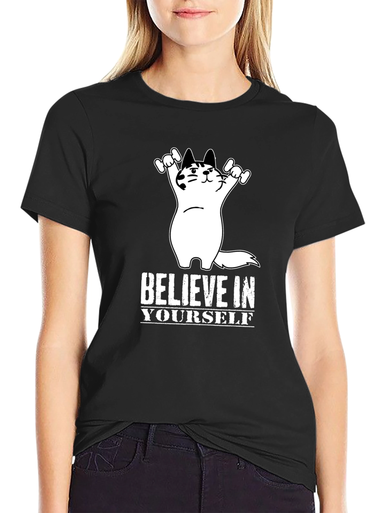 Believe In Yourself Cat T-Shirt - Motivational Tee