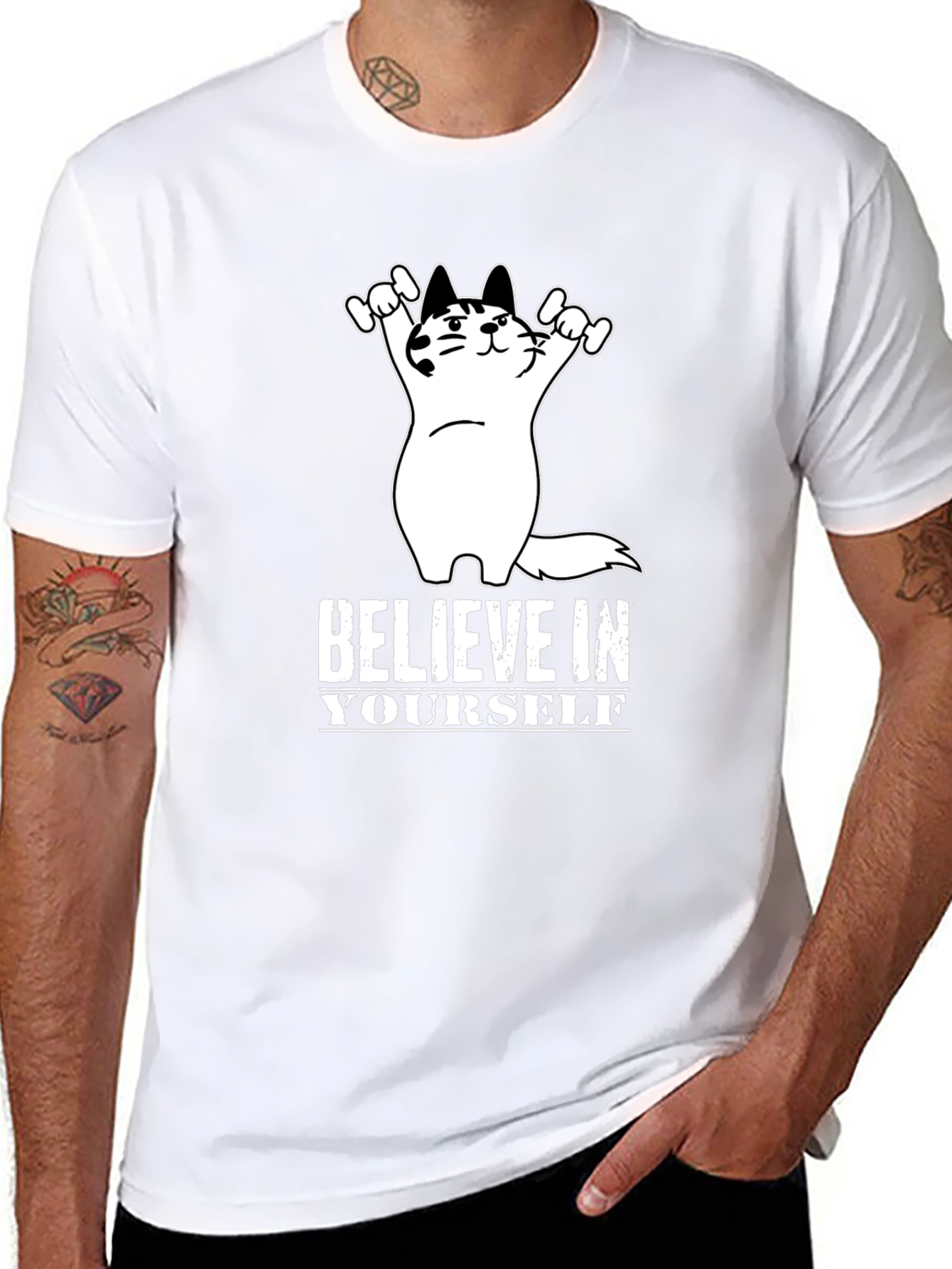 Believe In Yourself Cat T-Shirt - Motivational Tee