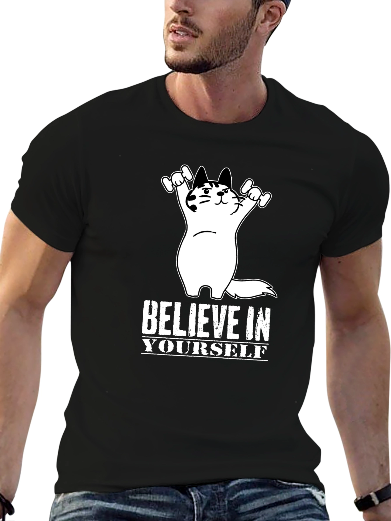 Believe In Yourself Cat T-Shirt - Motivational Tee