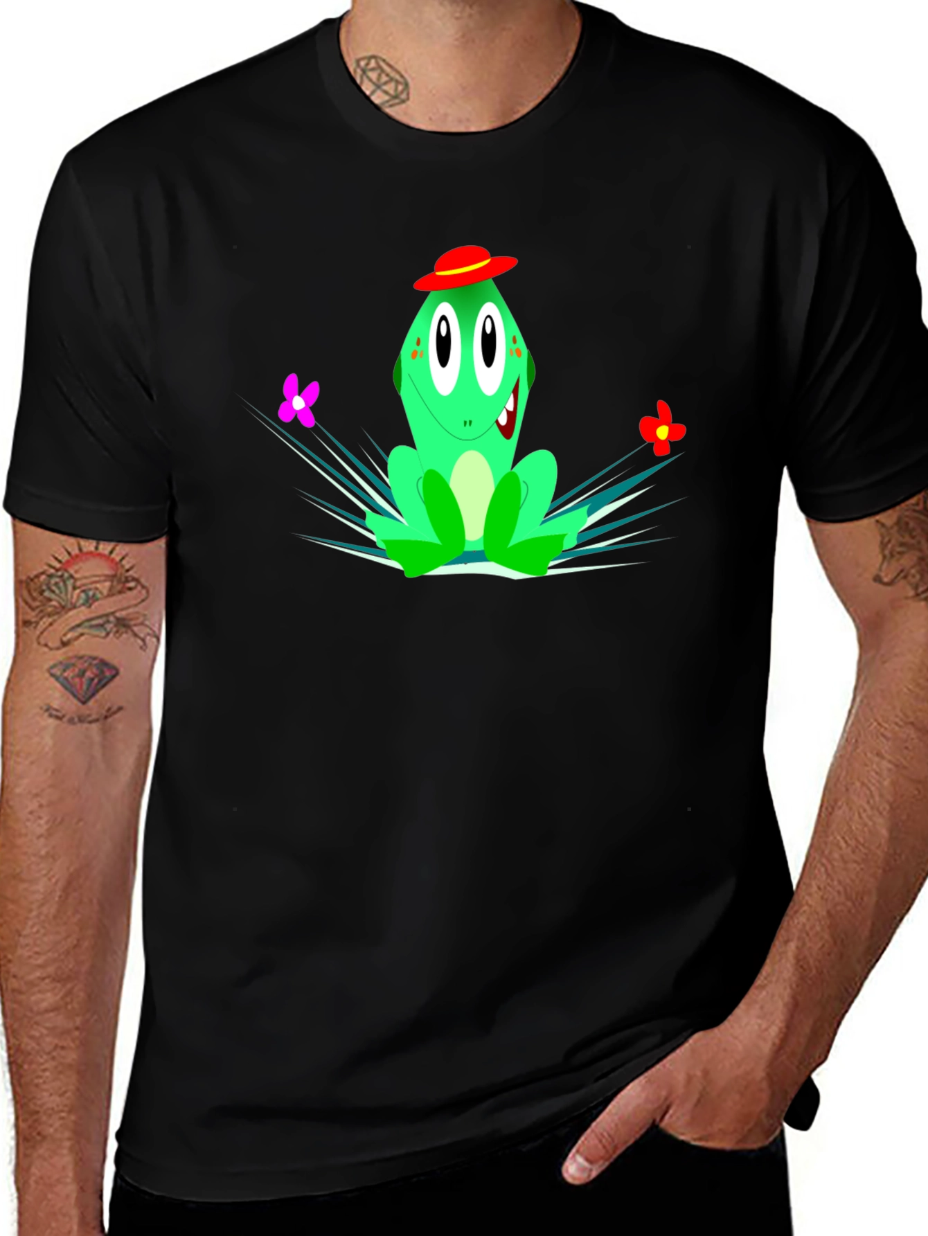 Fun Frog Graphic Black T-Shirt