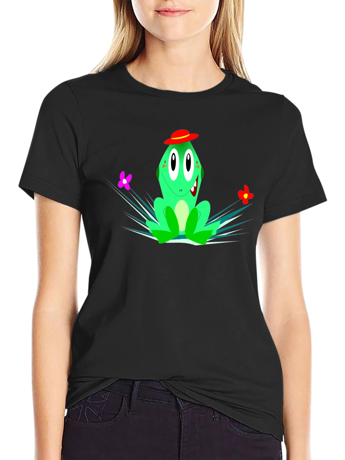 Fun Frog Graphic Black T-Shirt