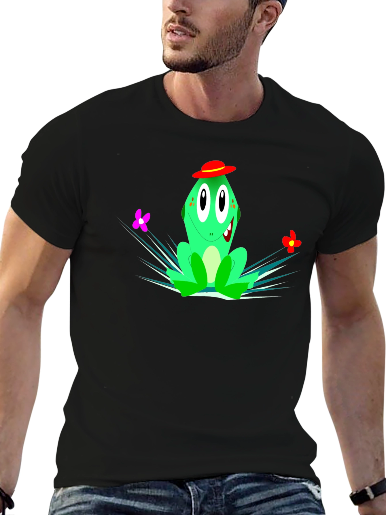 Fun Frog Graphic Black T-Shirt