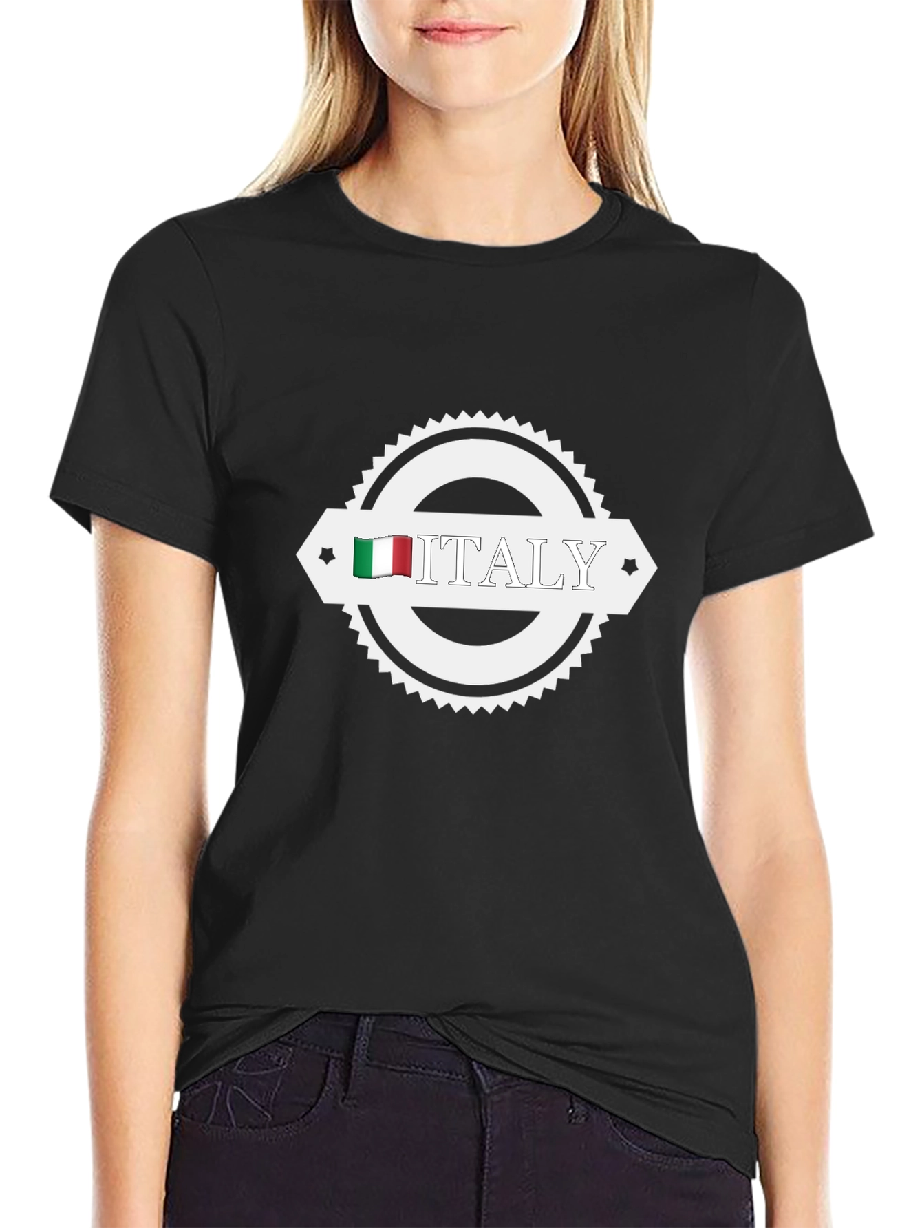 Italy Flag Graphic T-Shirt - Black