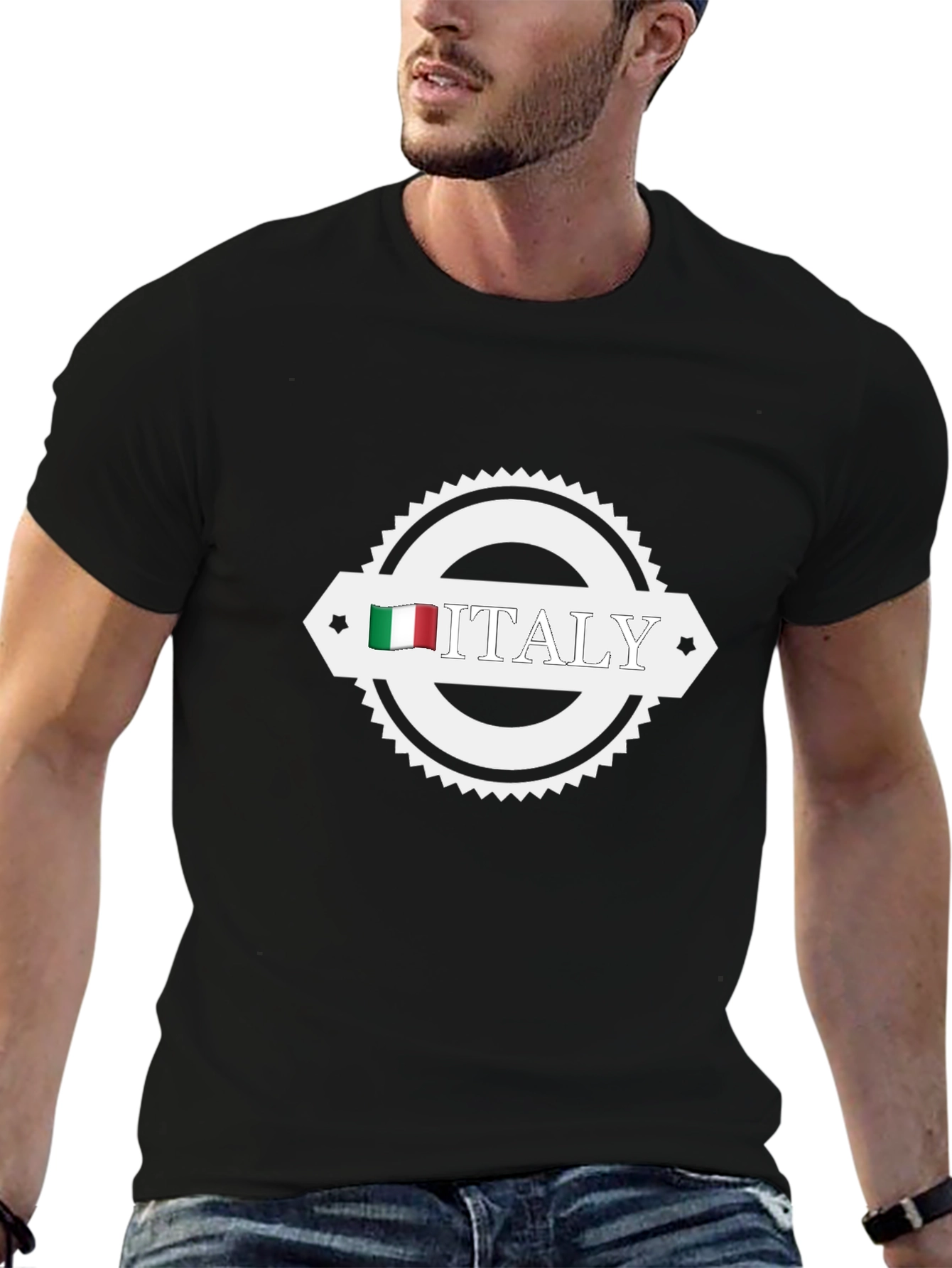 Italy Flag Graphic T-Shirt - Black