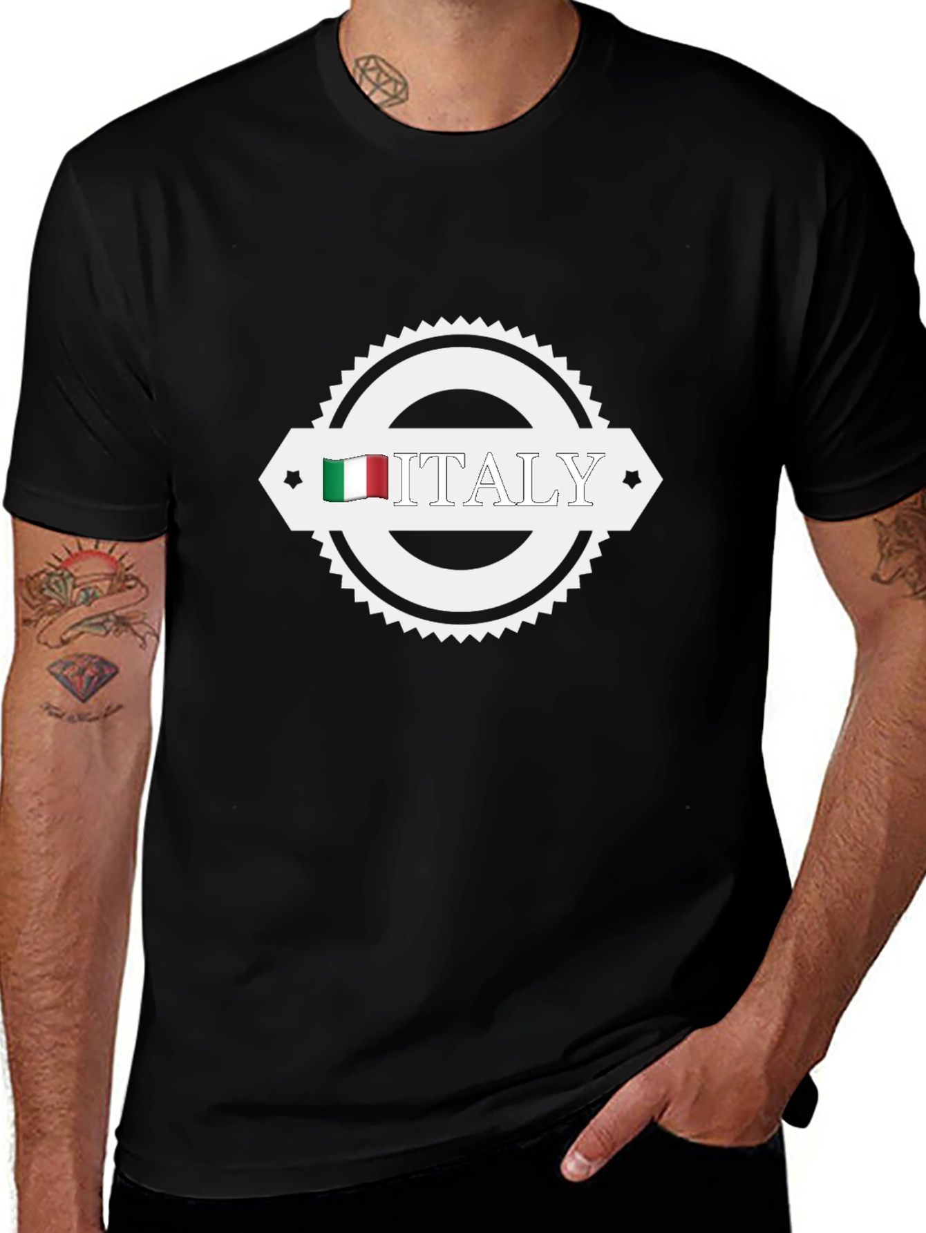 Italy Flag Graphic T-Shirt - Black