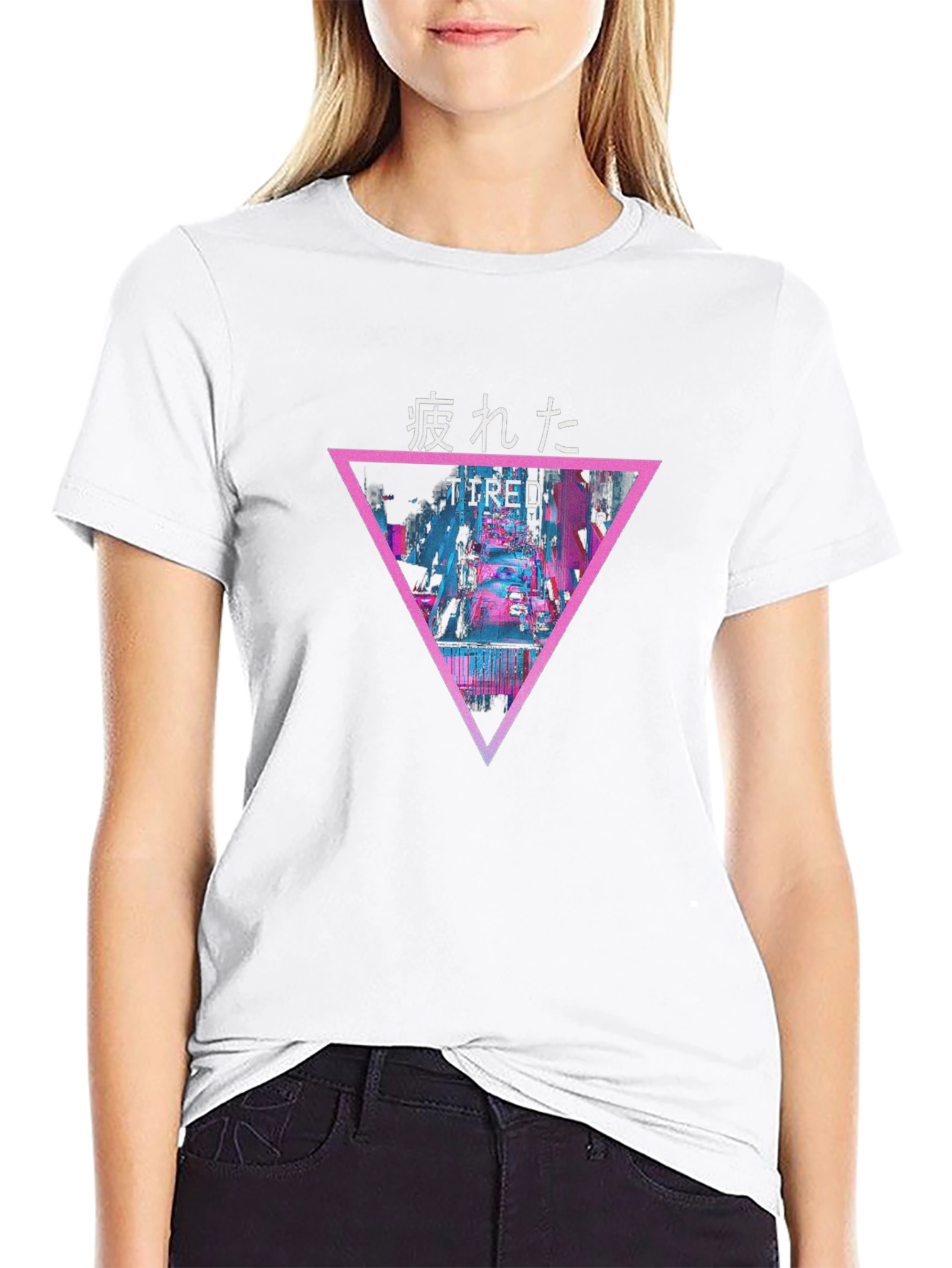 Tired Graphic Tee - Vaporwave Style