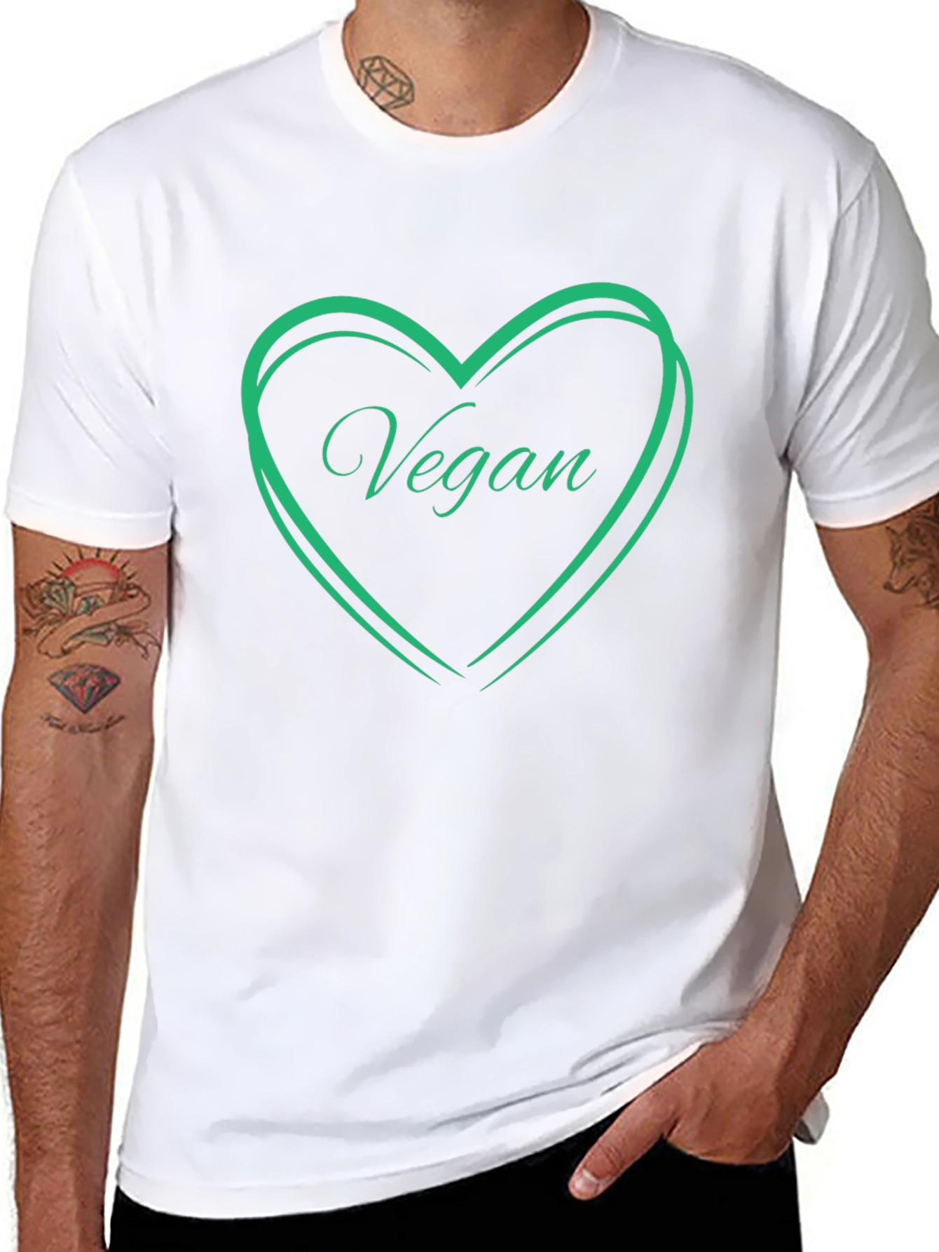 Vegan Heart T-Shirt - Black Cotton Tee