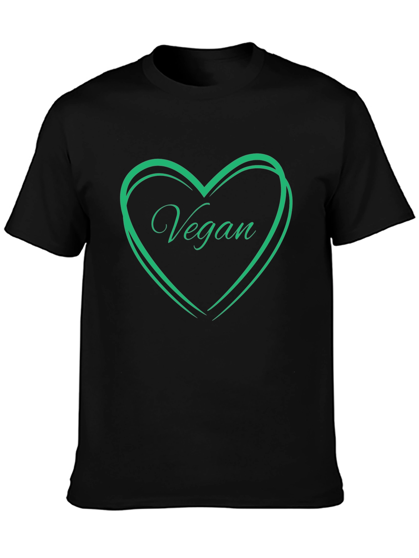 Vegan Heart T-Shirt - Black Cotton Tee