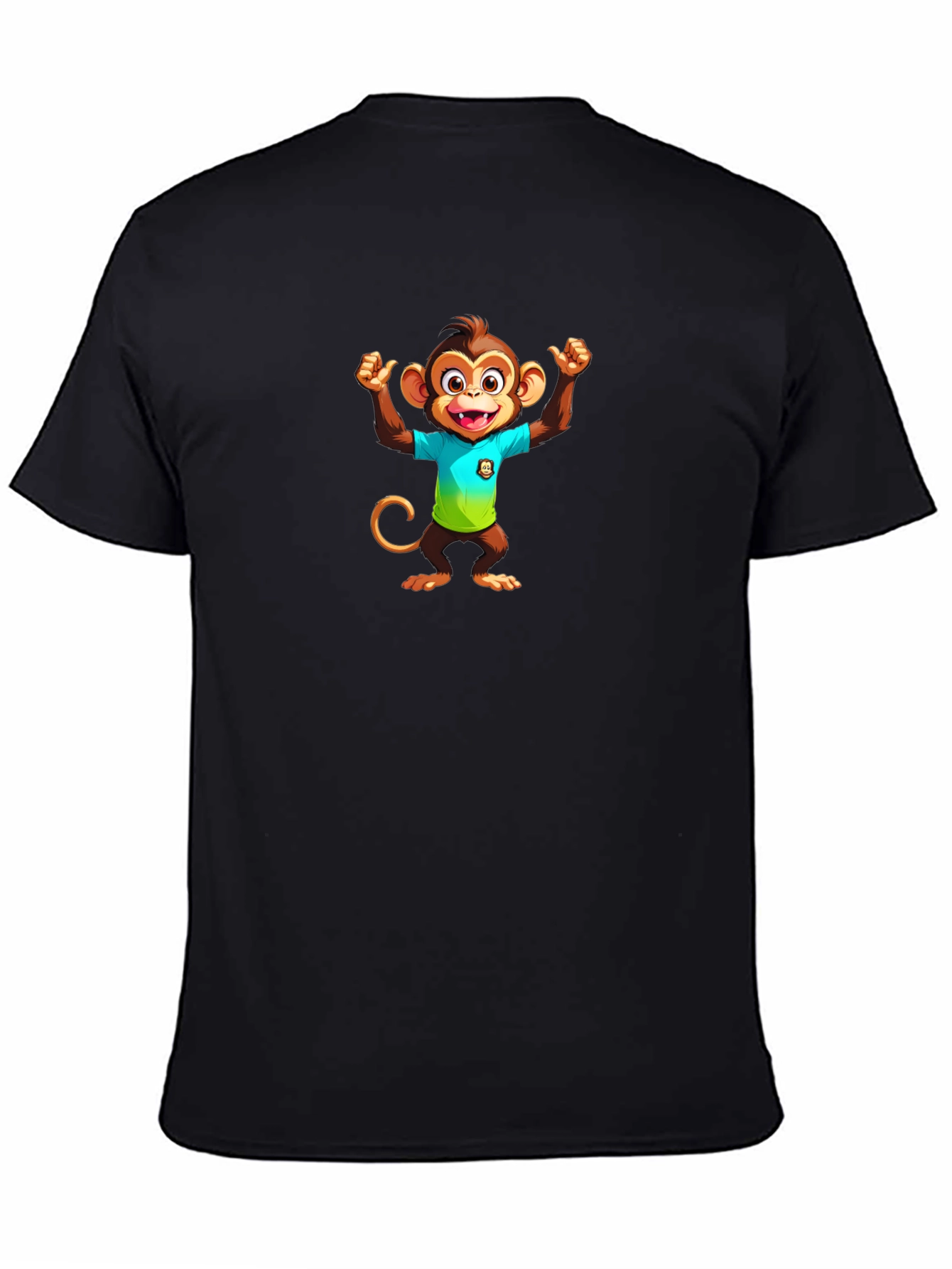 Monkey Cartoon Graphic Black T-Shirt