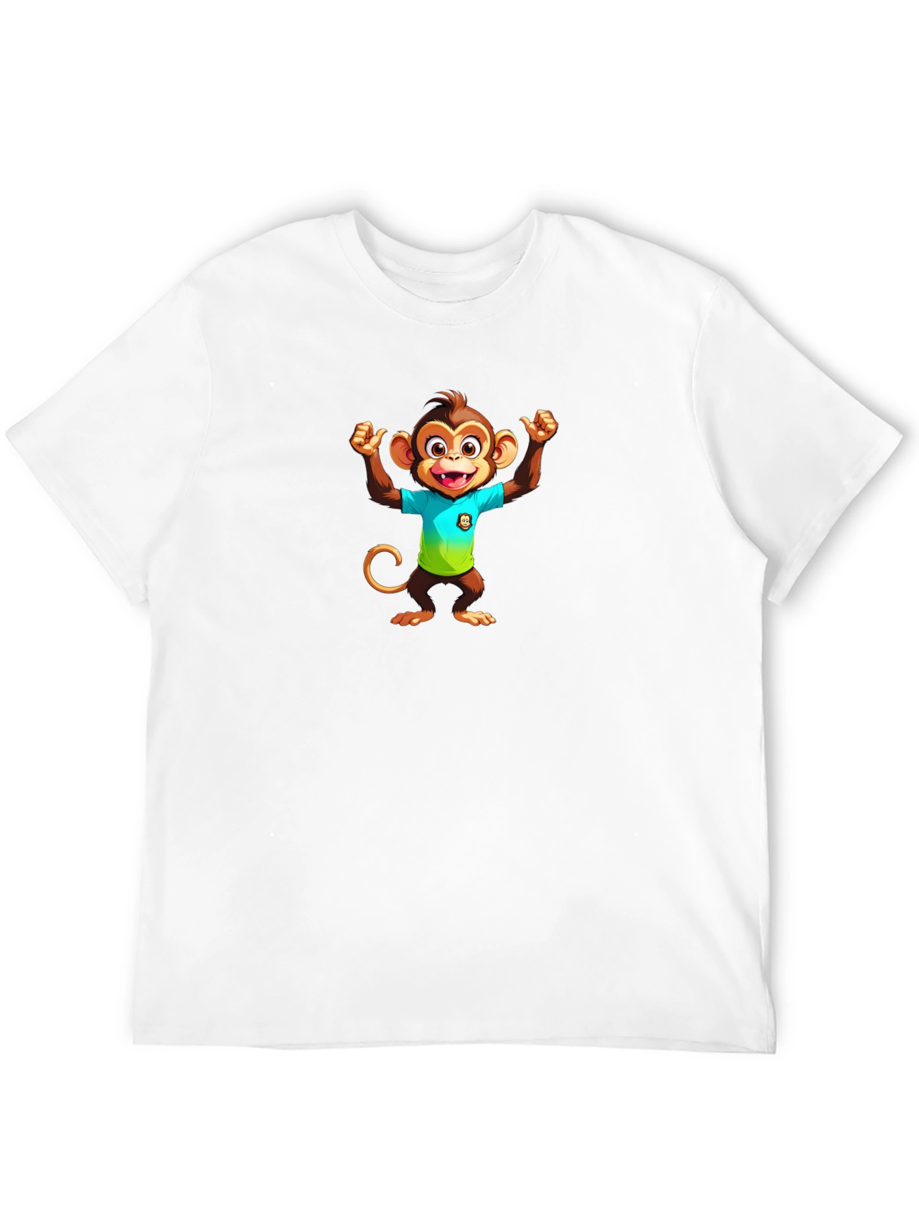Monkey Cartoon Graphic Black T-Shirt