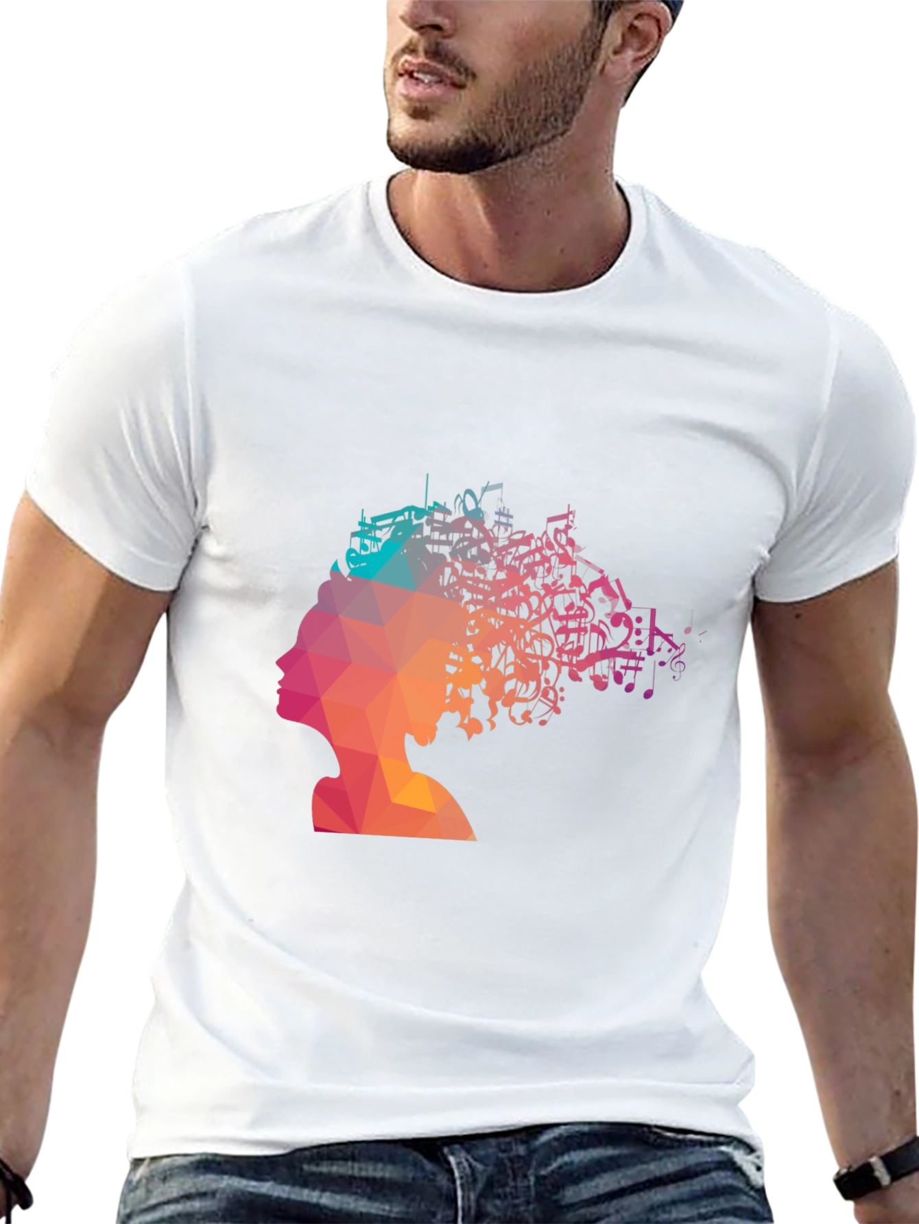Music Mind T-Shirt - Poly Art Silhouette