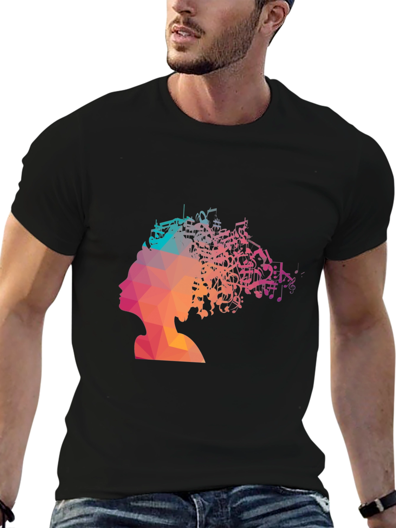 Music Mind T-Shirt - Poly Art Silhouette