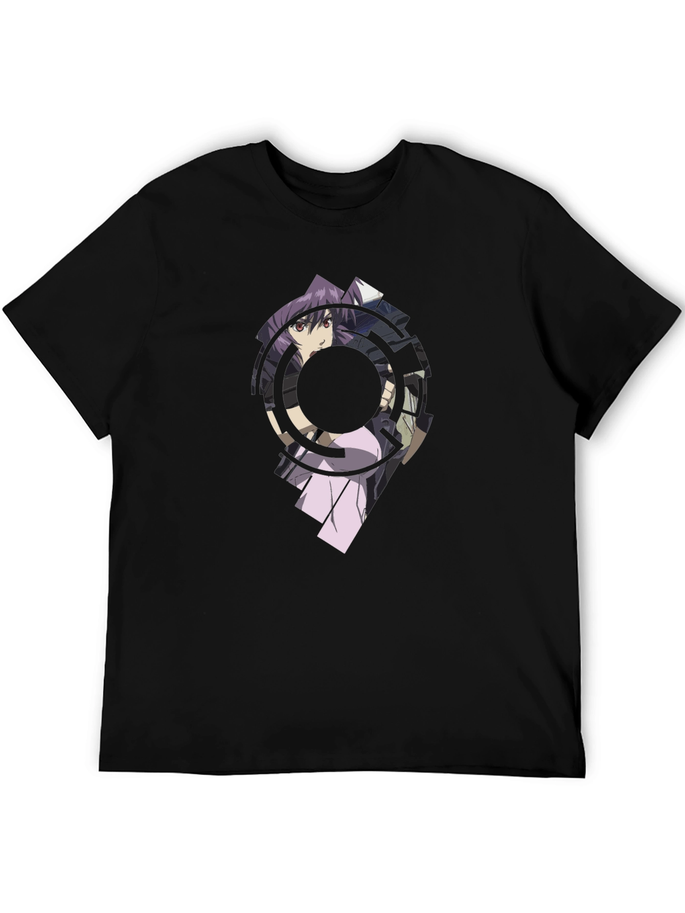 Anime Graphic Print Black T-Shirt