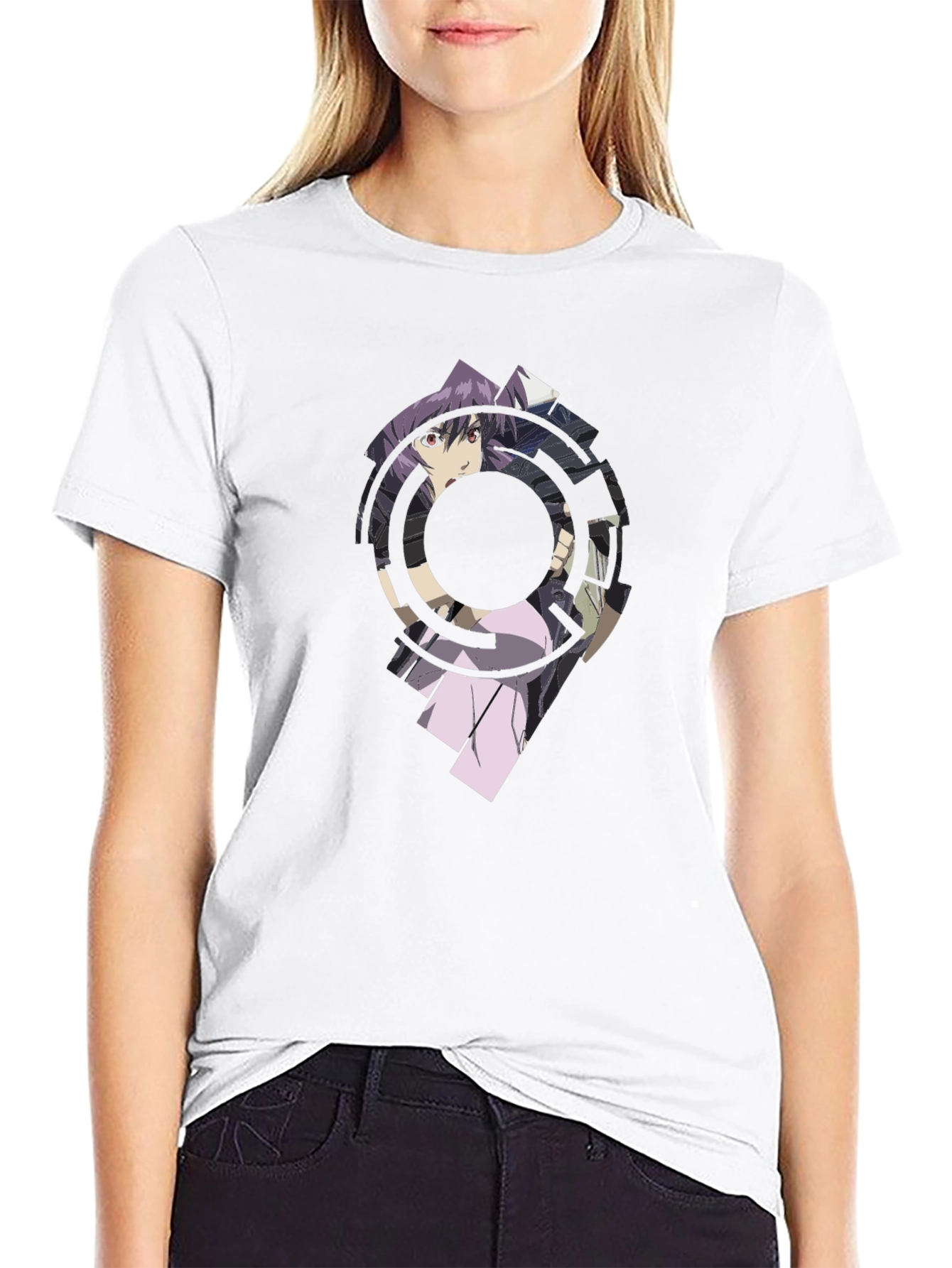Anime Graphic Print Black T-Shirt