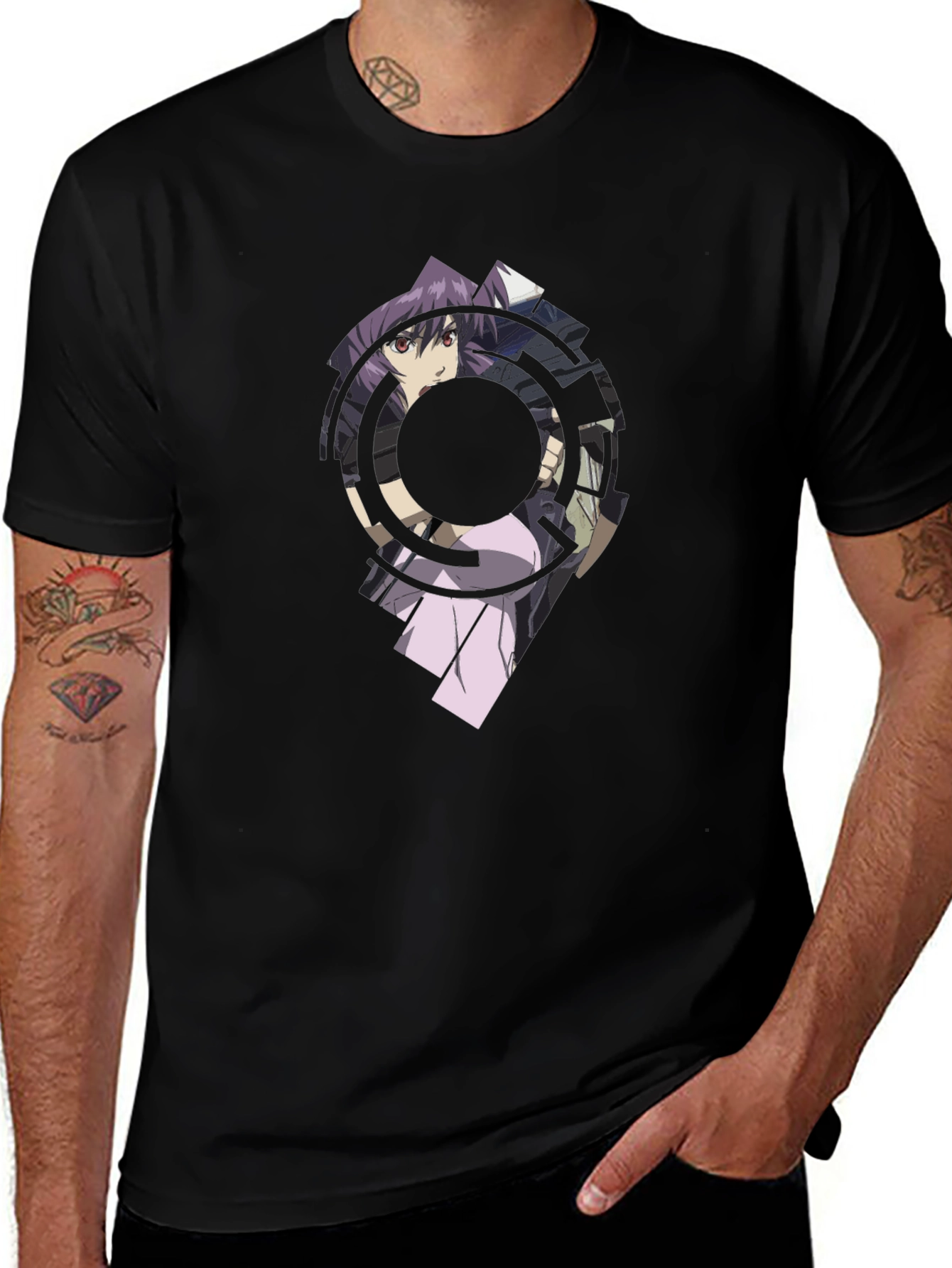 Anime Graphic Print Black T-Shirt