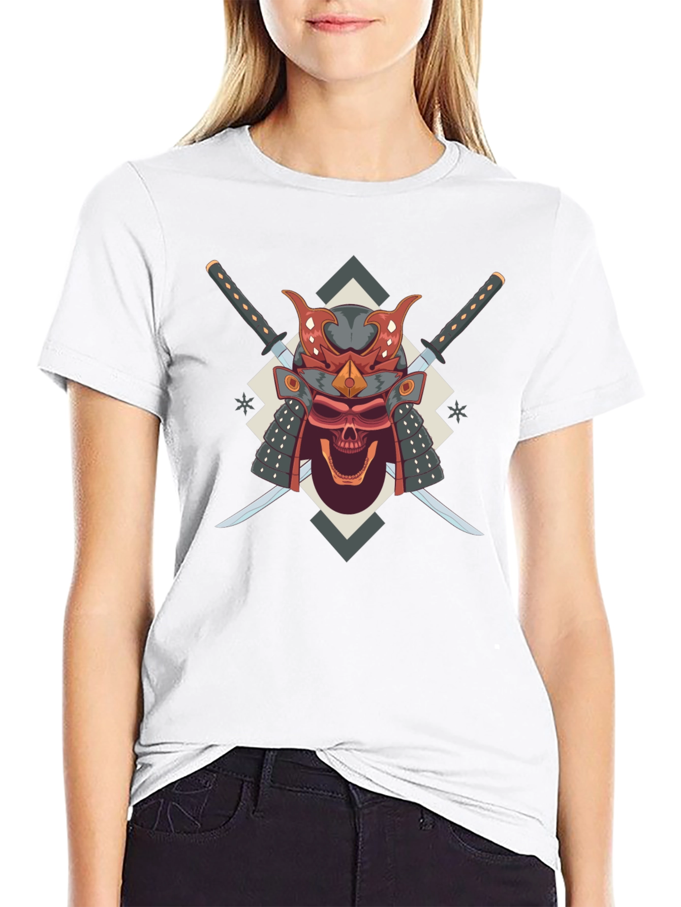Samurai Skull Graphic Tee - Bold Edgy Design