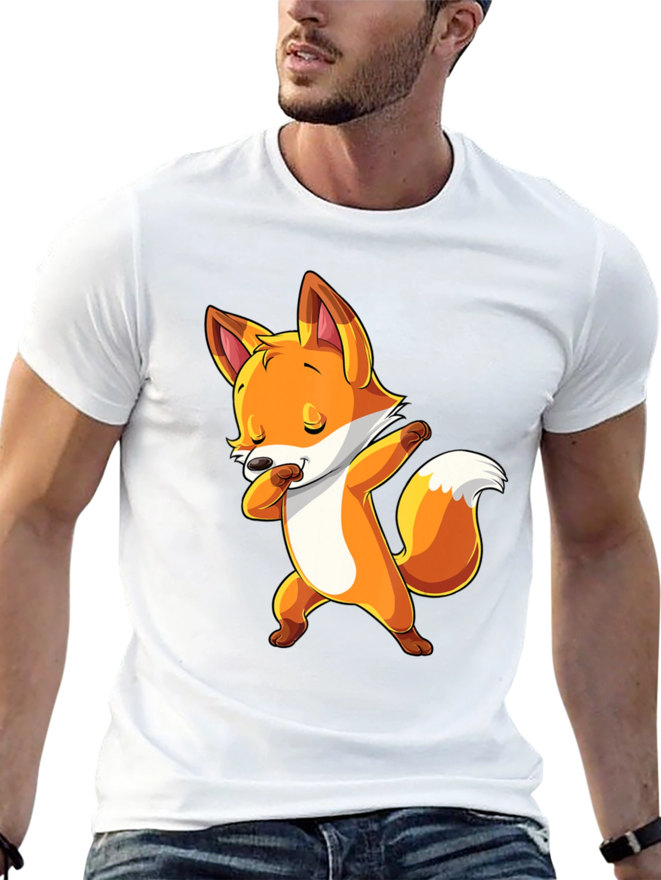 Dabbing Fox Graphic Tee - Trendy Black T-Shirt