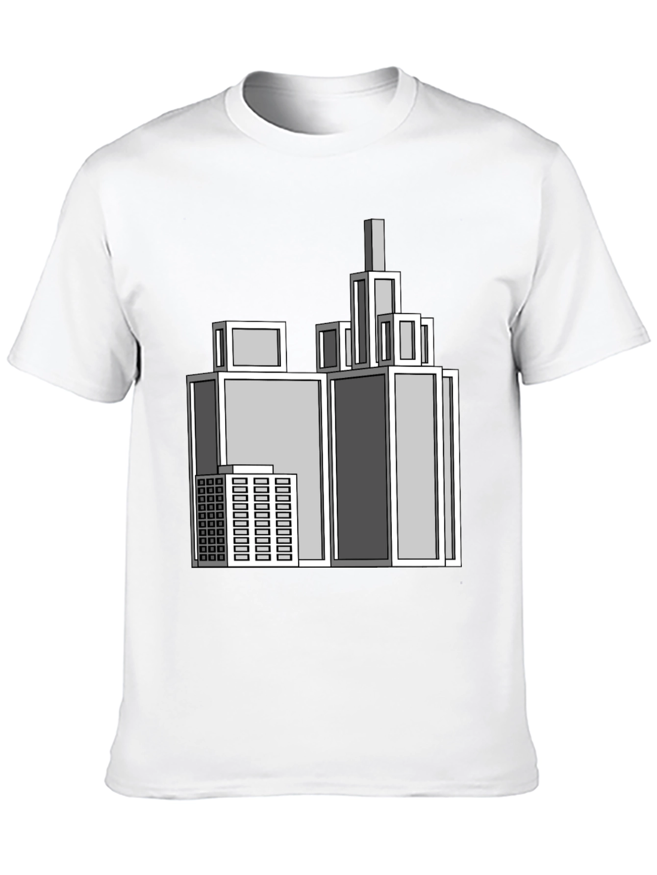 Geometric Cityscape Graphic Black T-Shirt