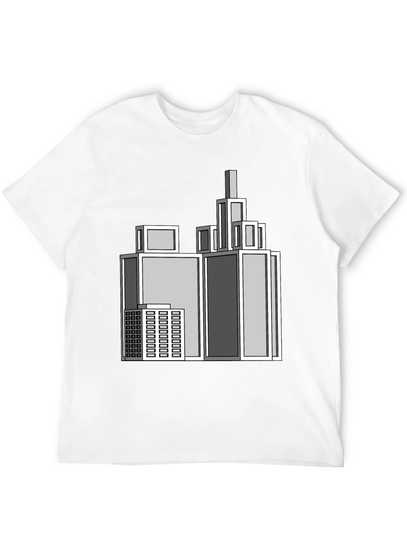 Geometric Cityscape Graphic Black T-Shirt