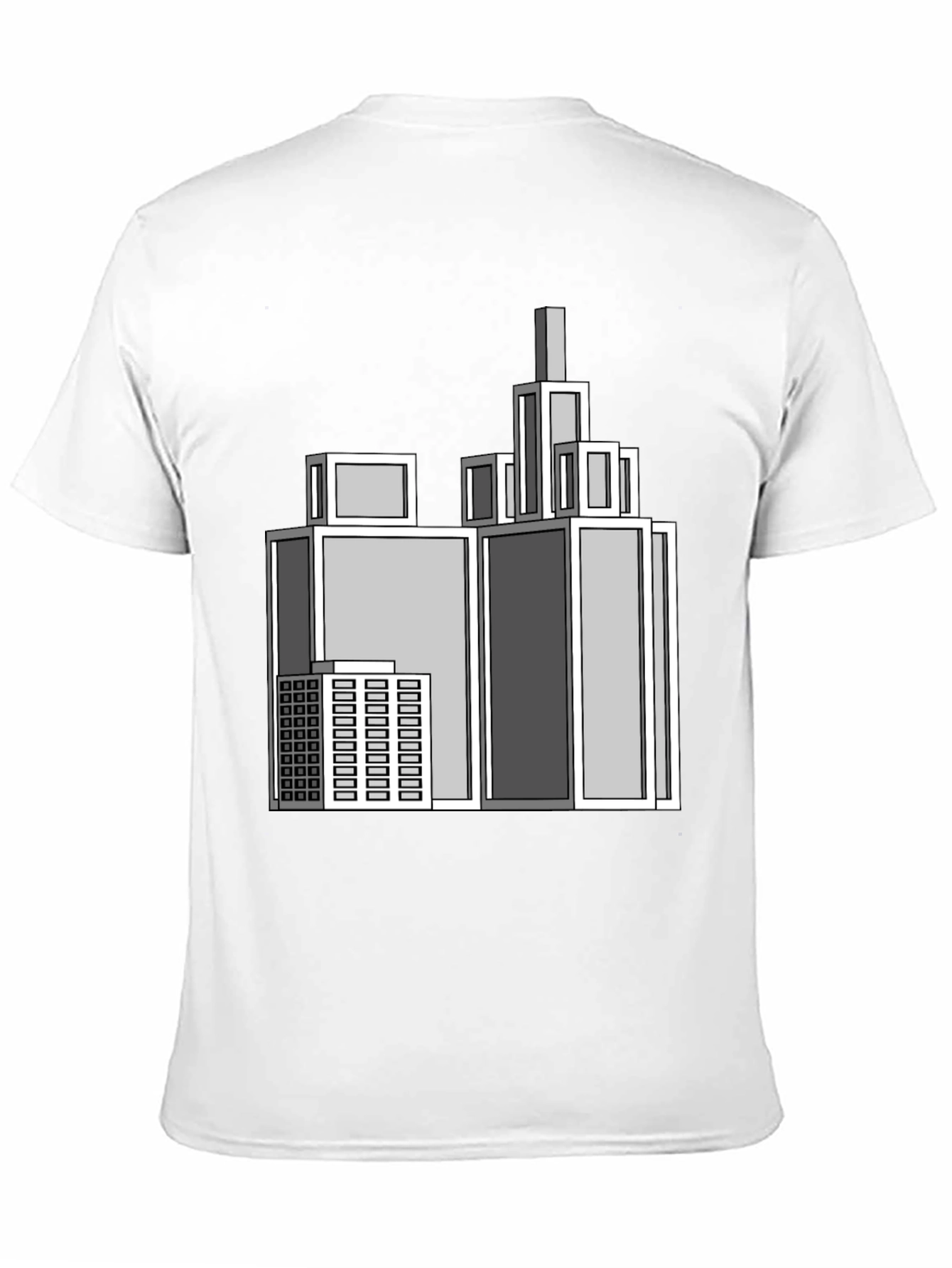 Geometric Cityscape Graphic Black T-Shirt