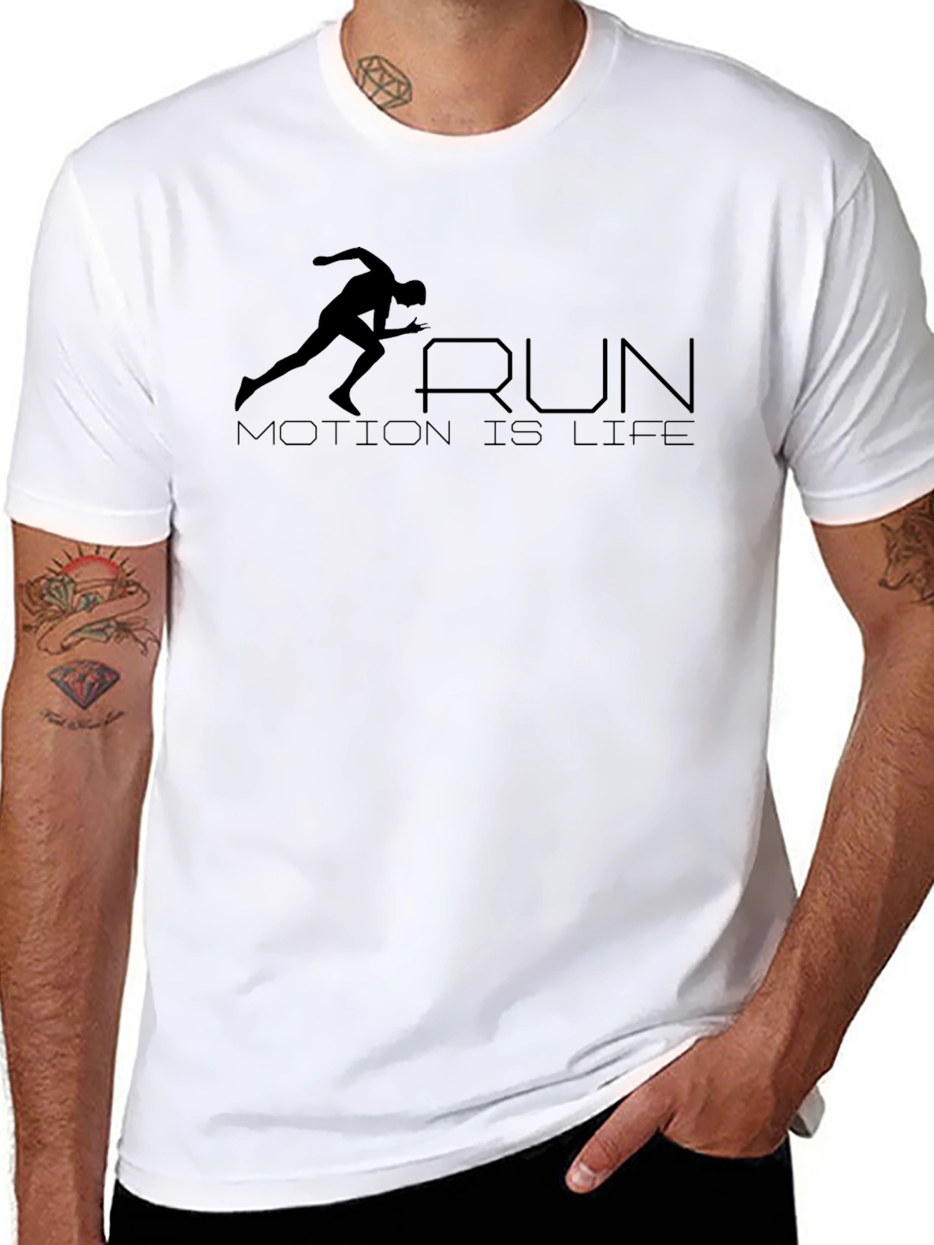 Run Motion Is Life Graphic Tee - Black