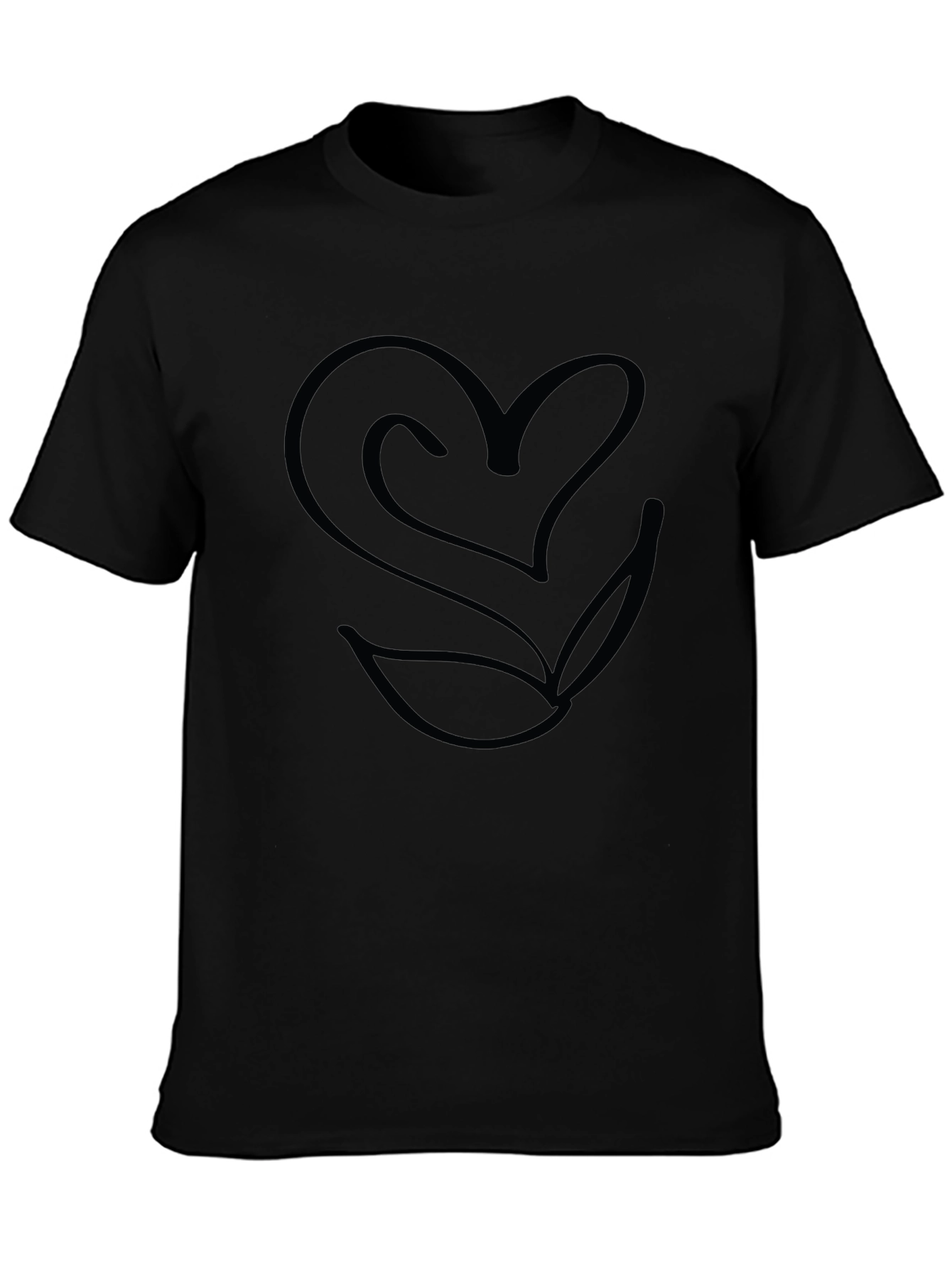 Heart & Leaf Graphic Black T-Shirt