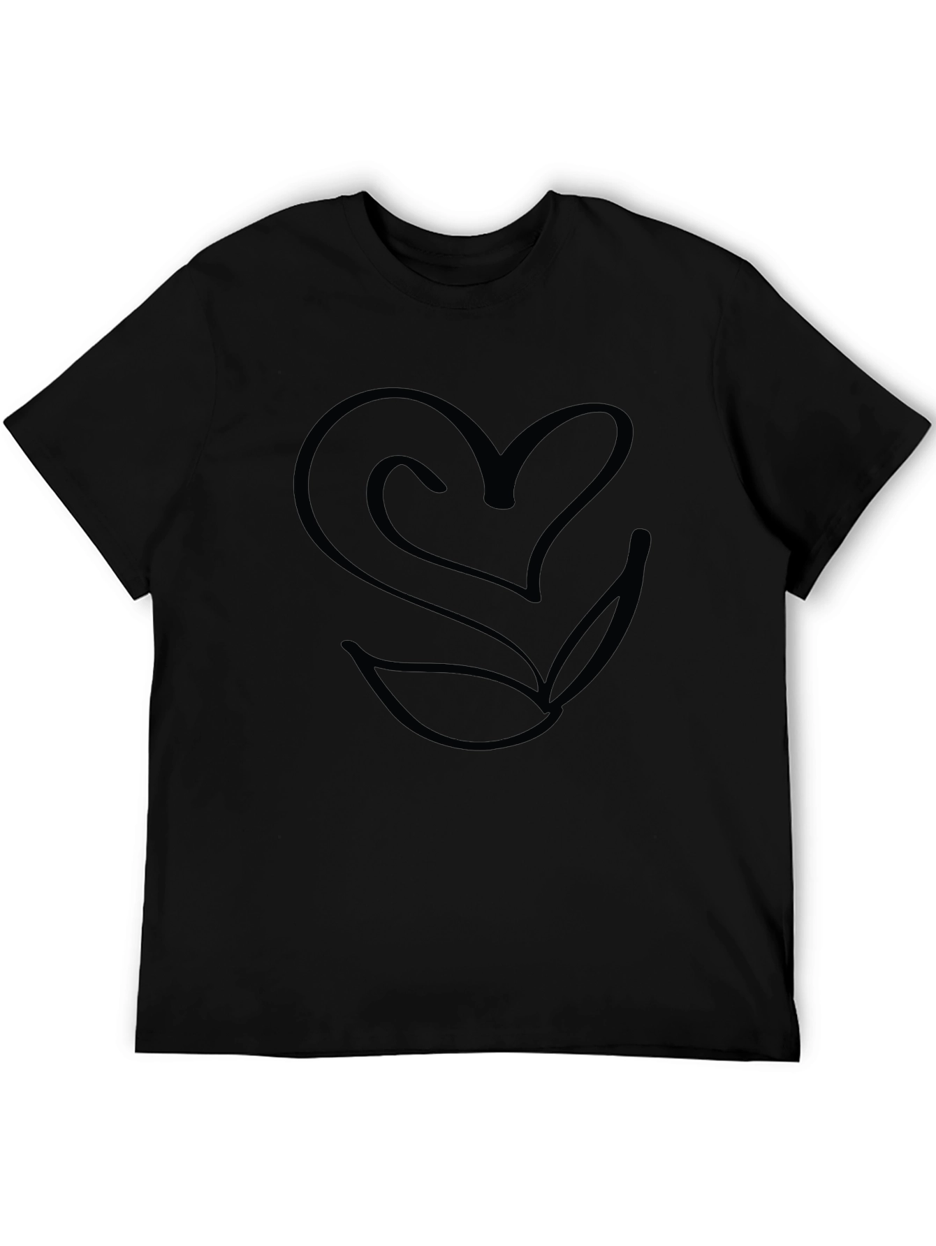 Heart & Leaf Graphic Black T-Shirt