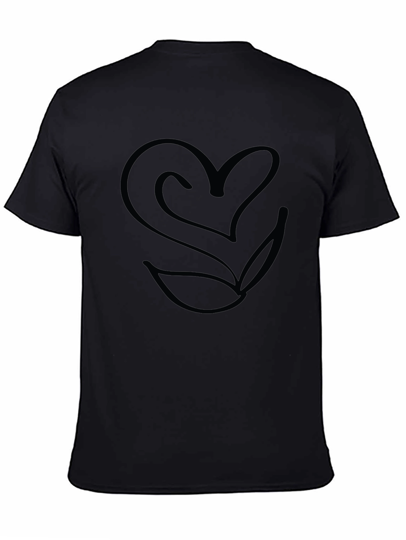 Heart & Leaf Graphic Black T-Shirt