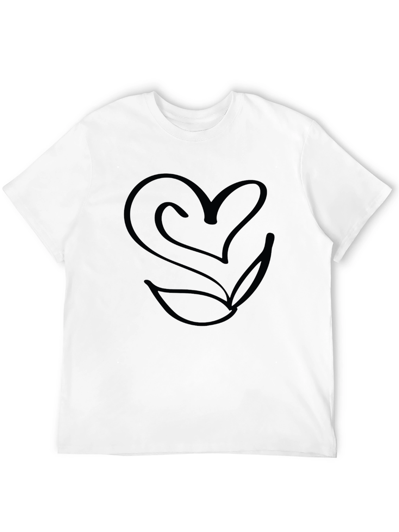 Heart & Leaf Graphic Black T-Shirt