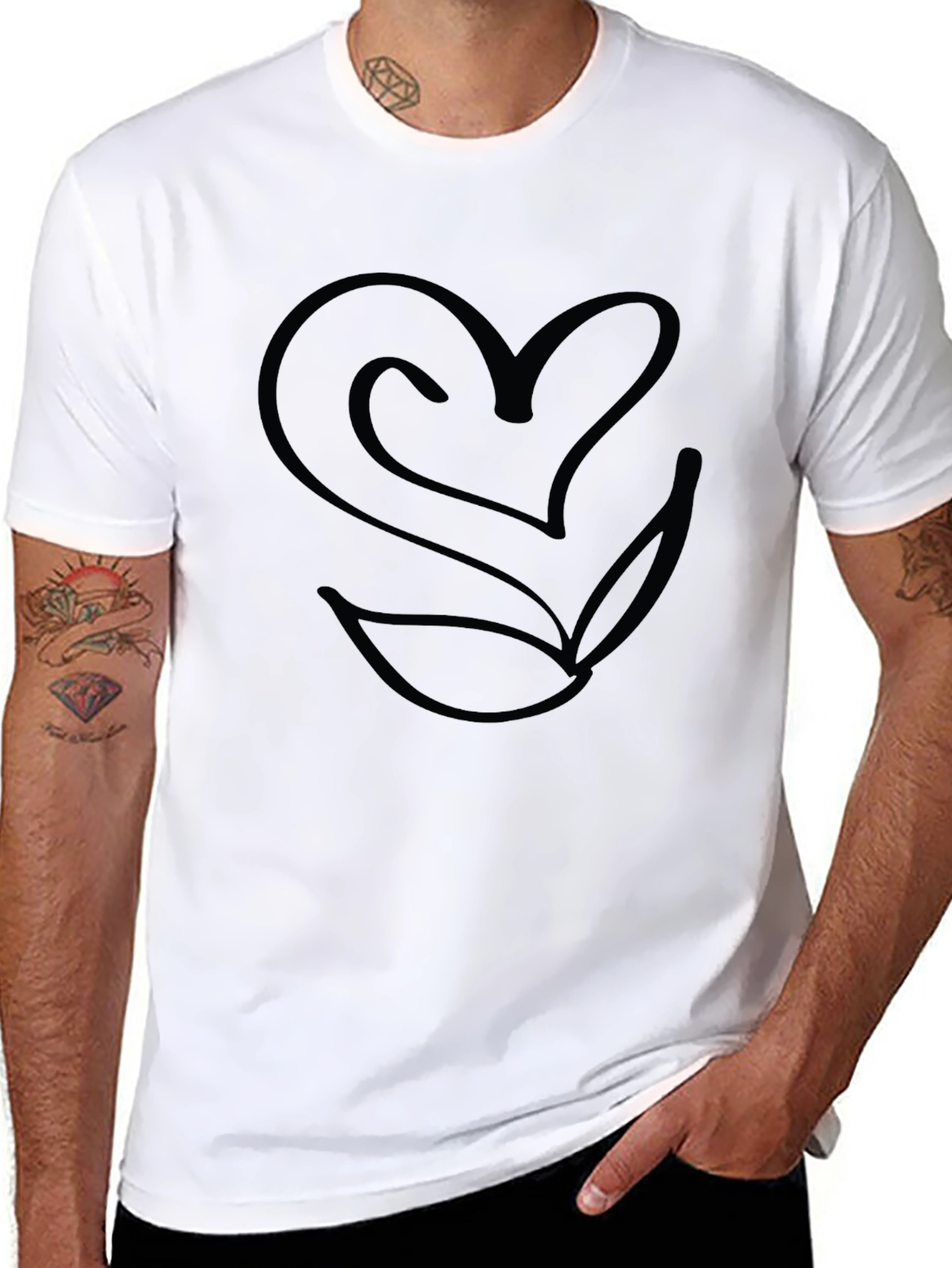 Heart & Leaf Graphic Black T-Shirt