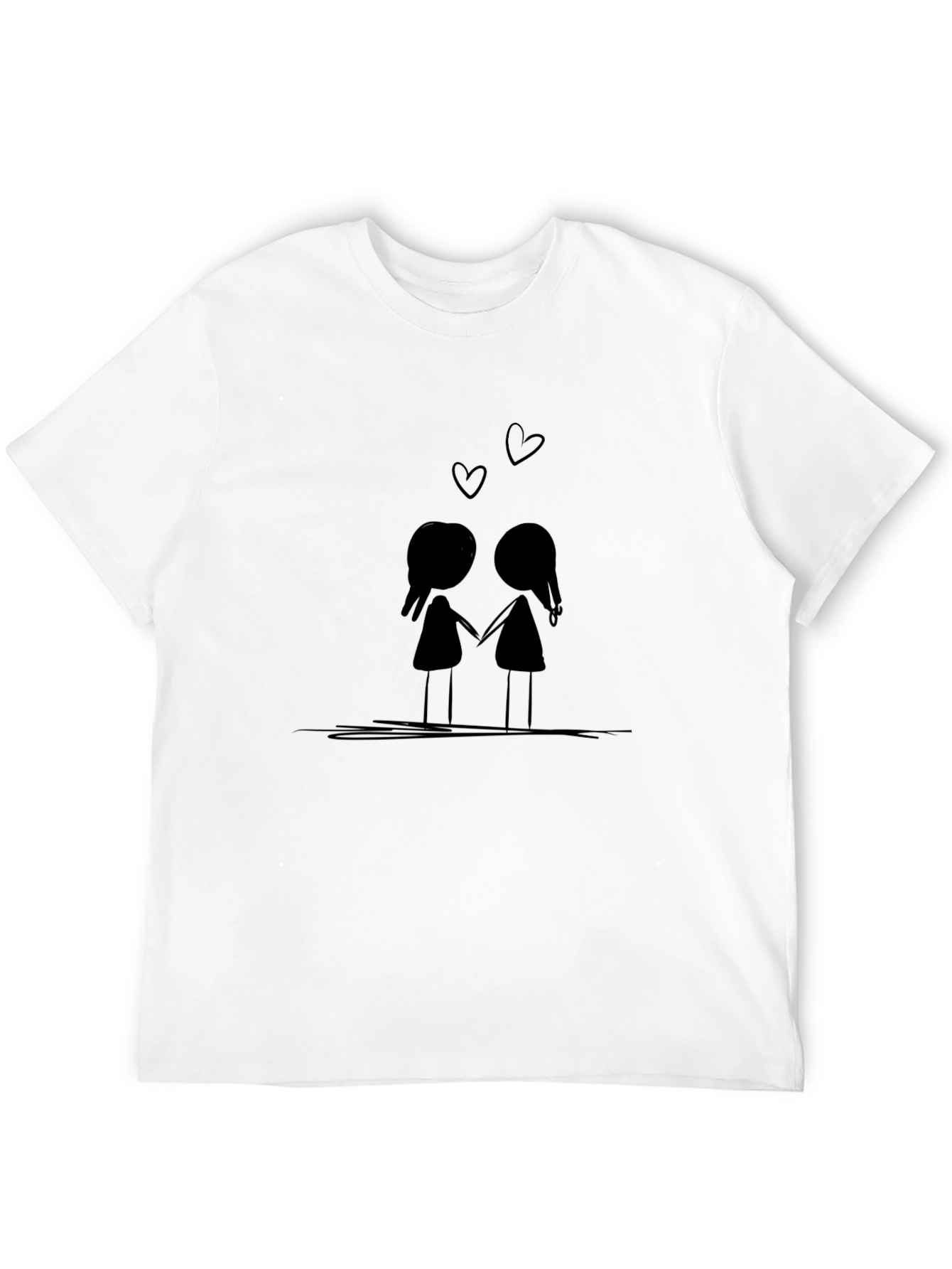 Couple Love Graphic Tee - Black Cotton T-Shirt