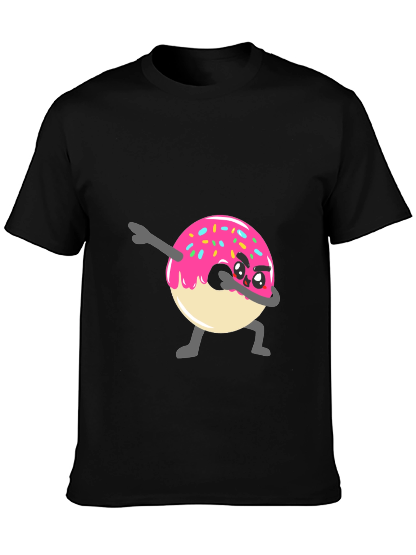 Dabbing Donut Graphic Tee - Funny Cartoon T-Shirt