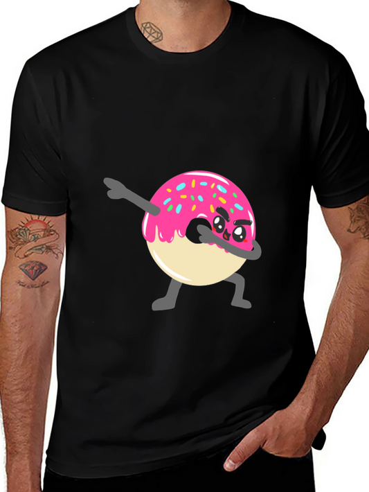 Dabbing Donut Graphic Tee - Funny Cartoon T-Shirt