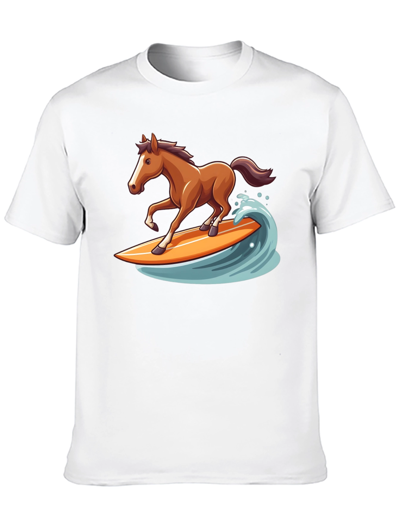 Surfing Horse Graphic Tee - Black Cotton T-Shirt