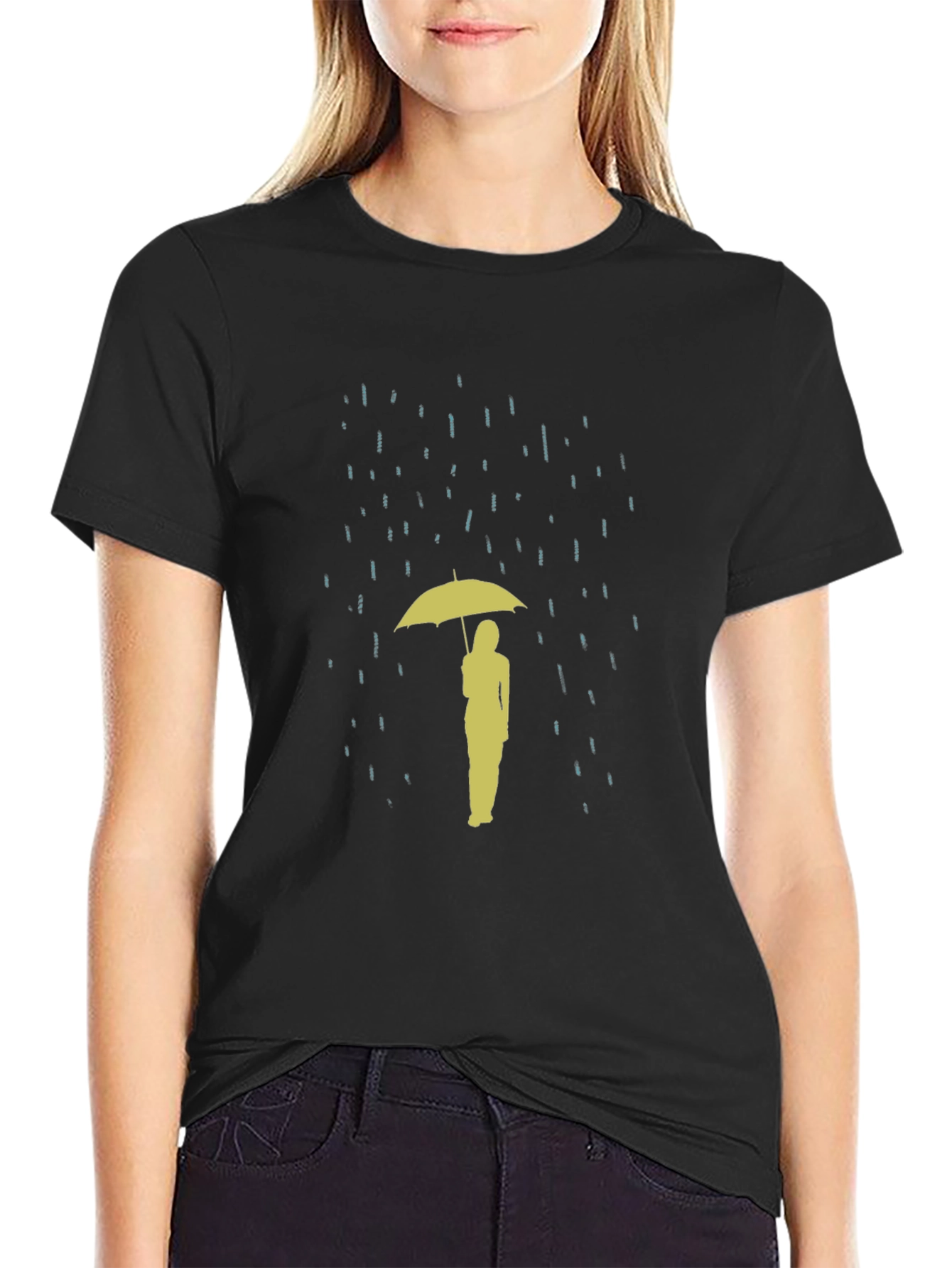 Rainy Day T-Shirt: Silhouette Umbrella Design
