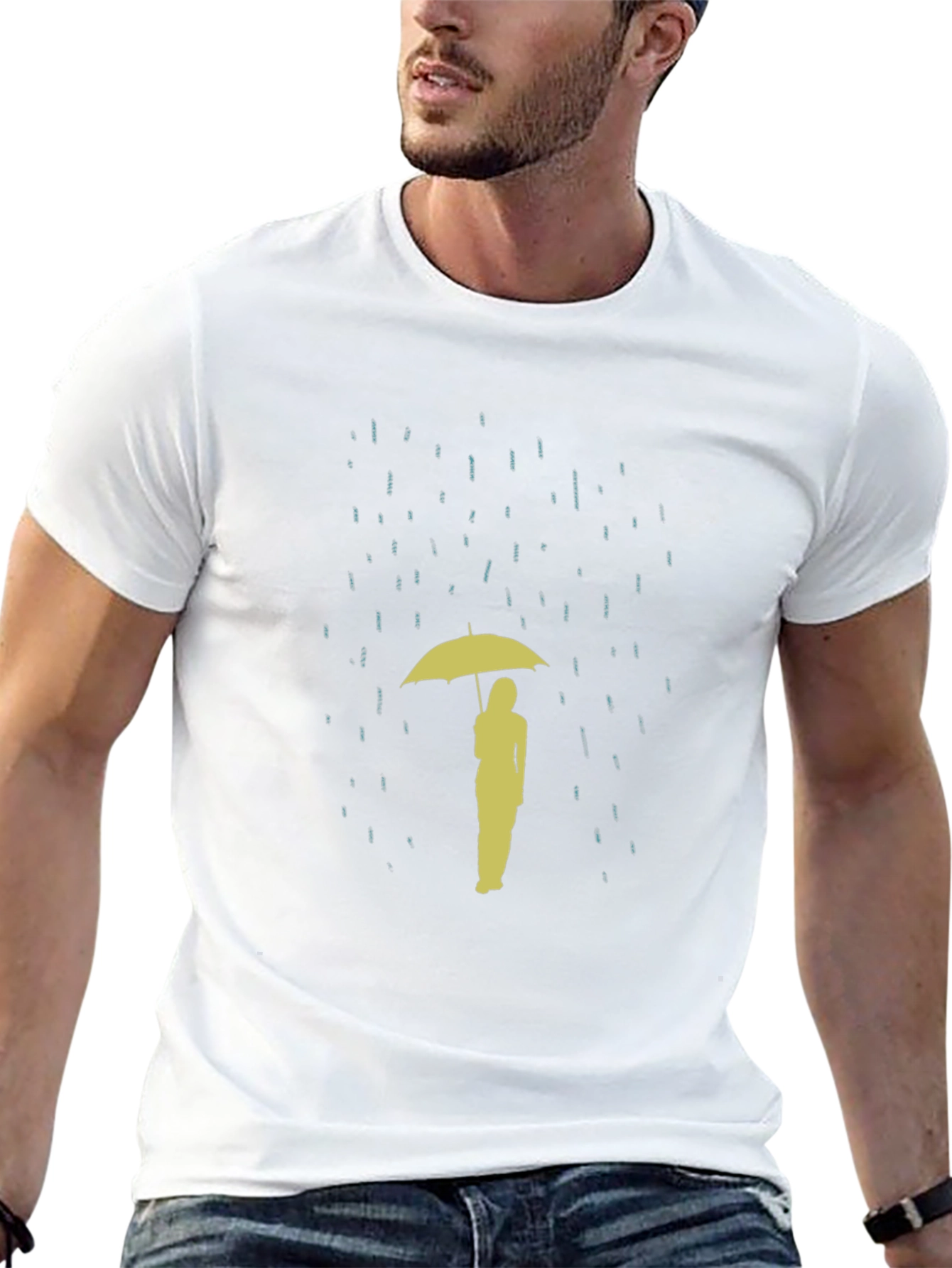 Rainy Day T-Shirt: Silhouette Umbrella Design