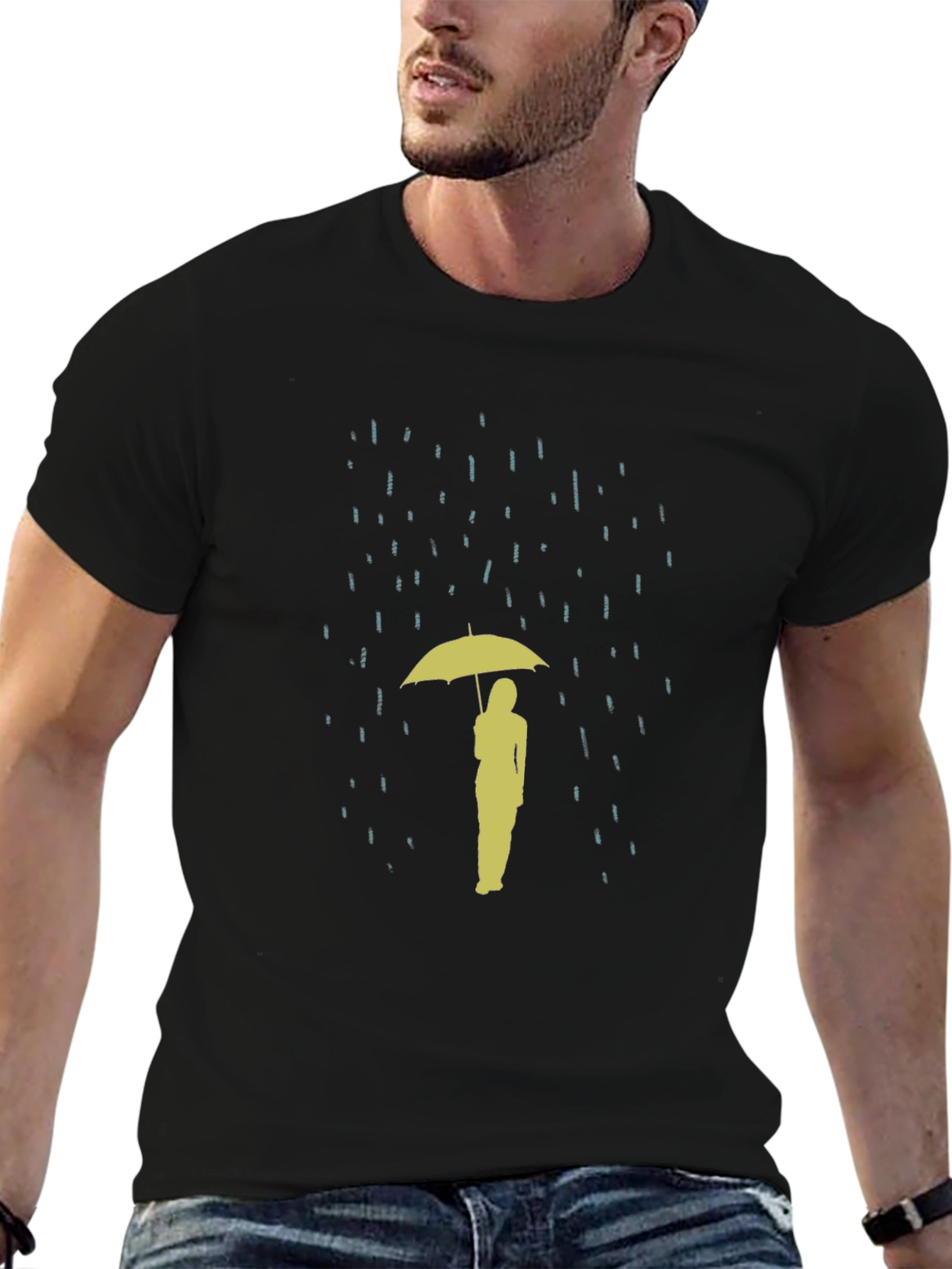 Rainy Day T-Shirt: Silhouette Umbrella Design