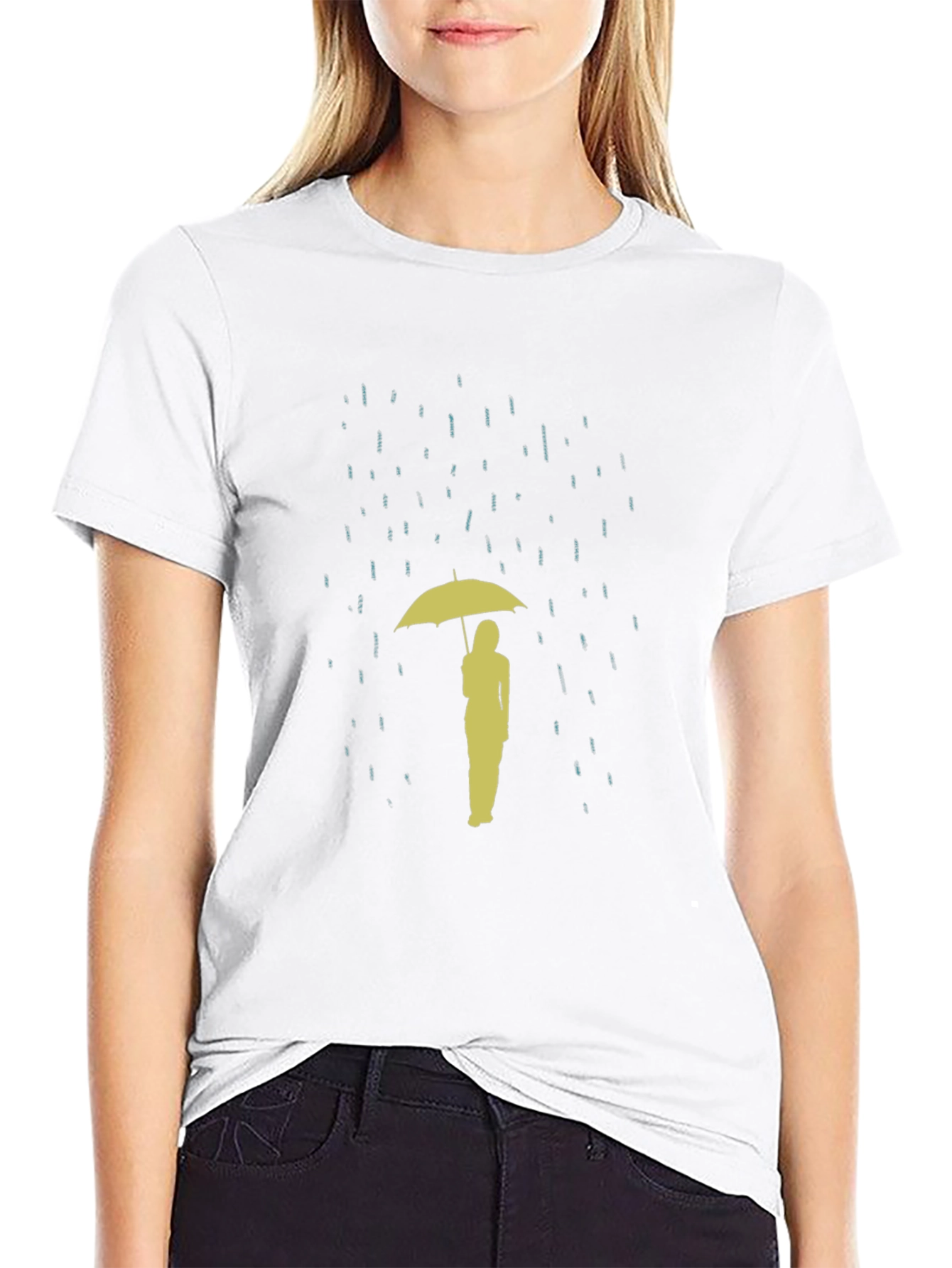 Rainy Day T-Shirt: Silhouette Umbrella Design